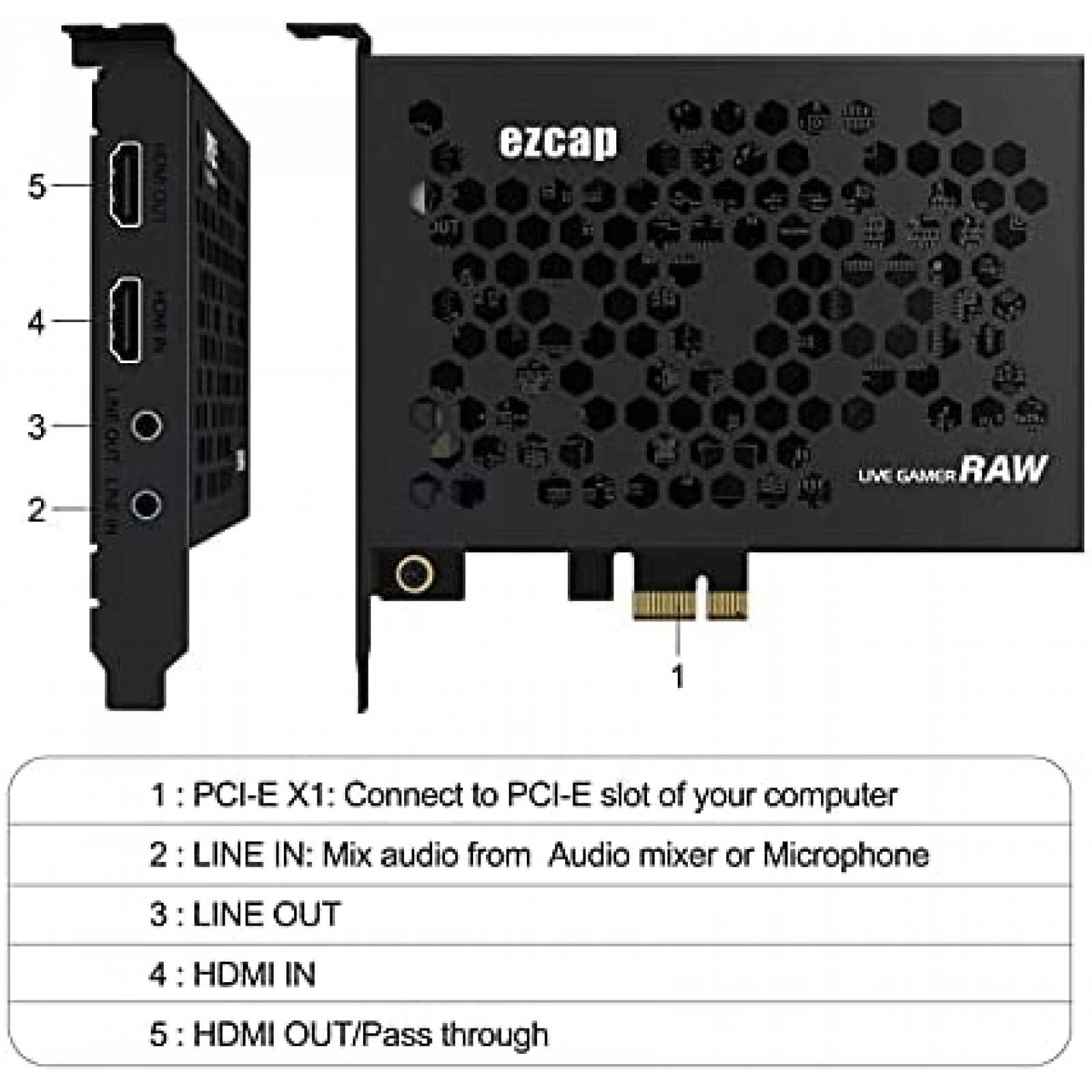 Tarjeta Capturadora de Video Ezcap Interna 4K HDMI Gamer