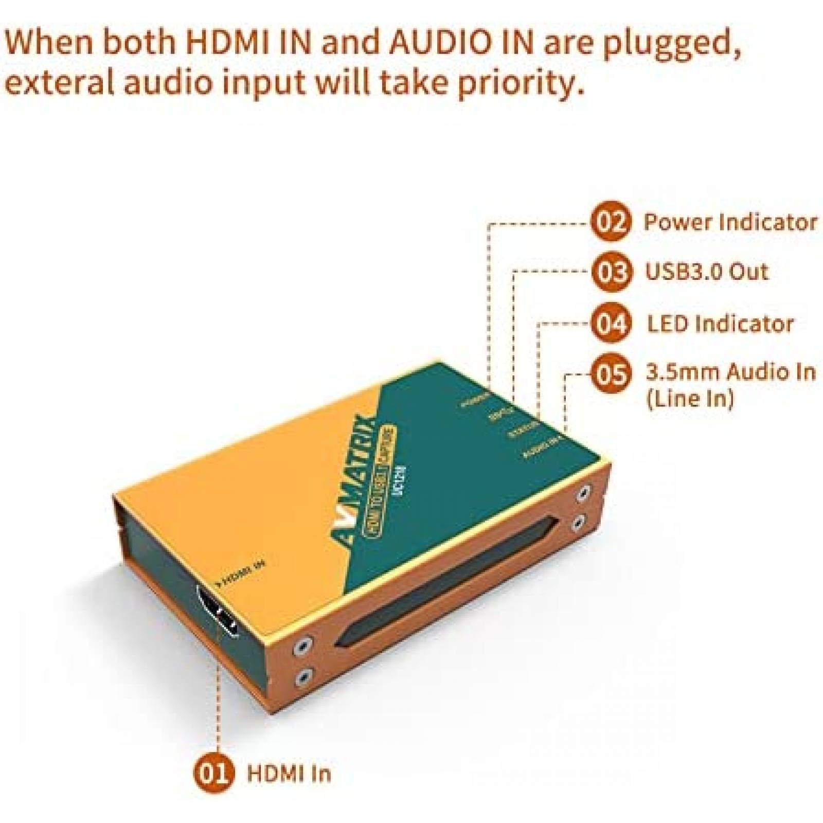 Capturadora de Video AVMatrix UC2018 HDMI USB 3.1 Streaming