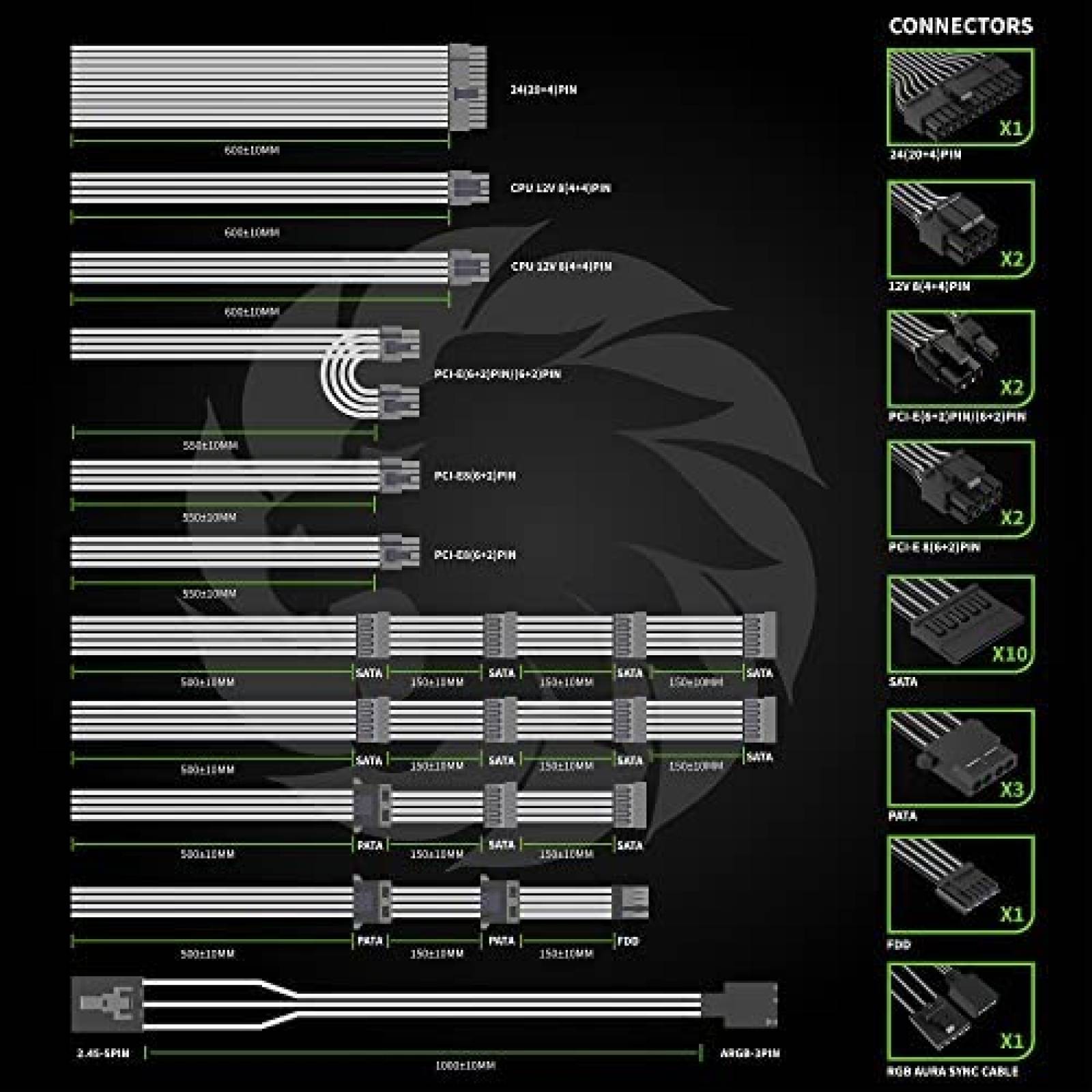 Fuente de Alimentacion GAMEMAX RGB 1050W Modular 80+ Gold