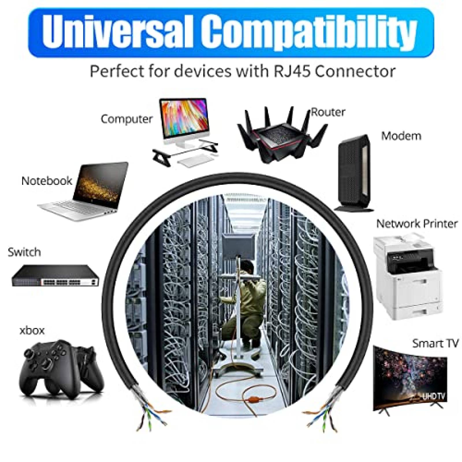 Cable Ethernet MEIPEK CAT 7 152m SFTP 23 AWG -Negro