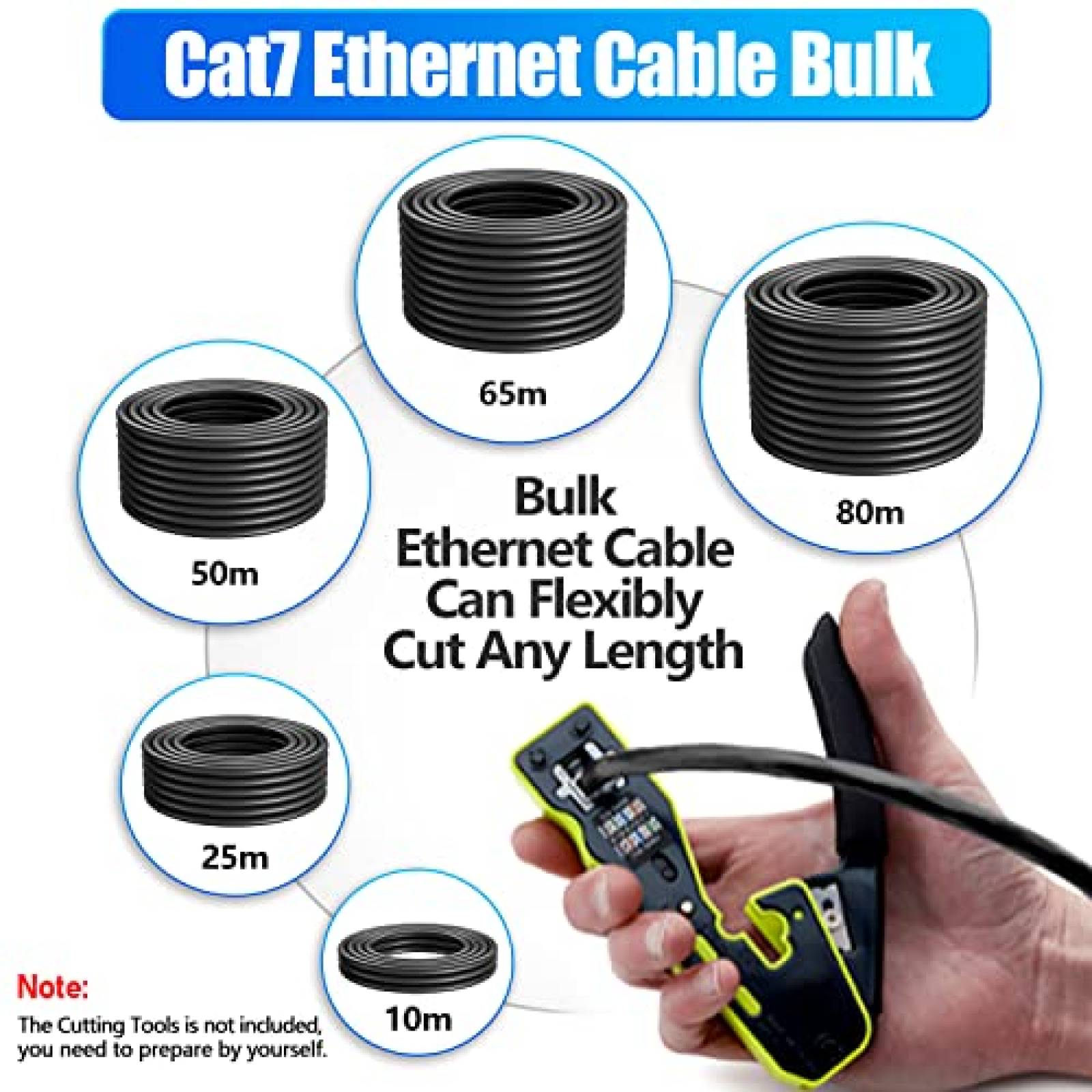 Cable Ethernet MEIPEK CAT 7 152m SFTP 23 AWG -Negro