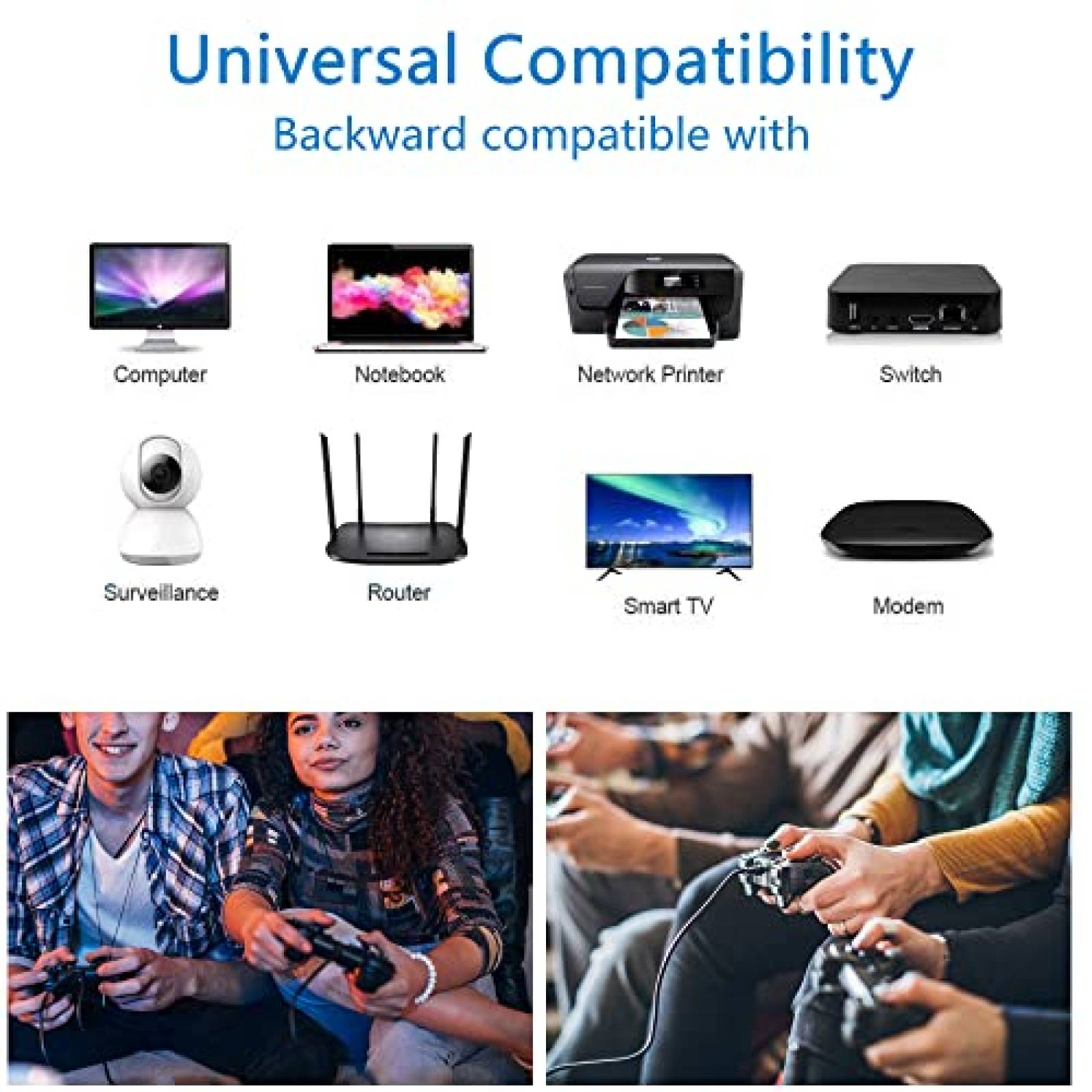 Cable Ethernet UTP SHINEKEE Cat8 400 Pies Cobre -Negro