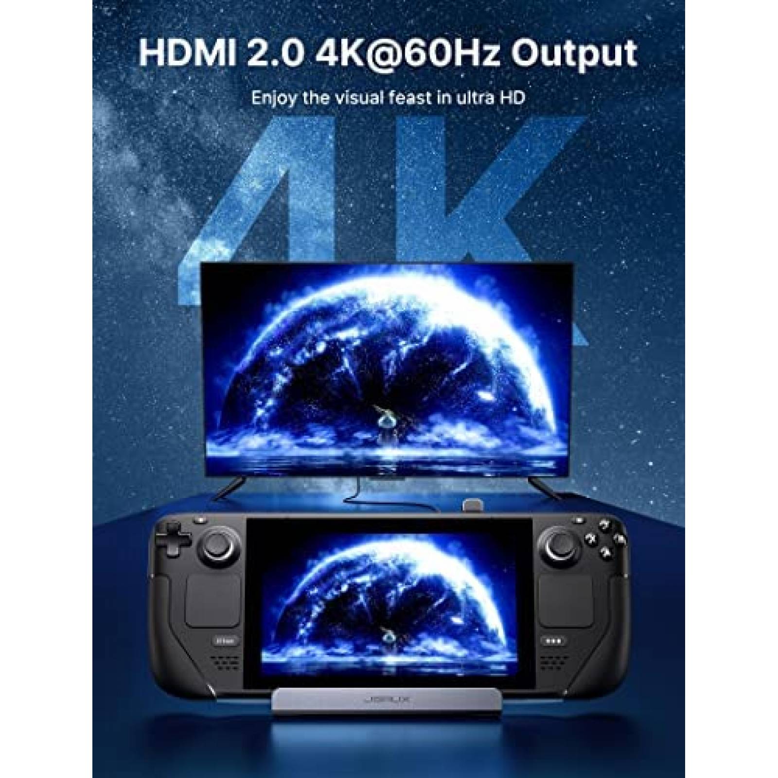 Docking Station JSAUX M.2 para Steam Deck NVMe SSD 4K 60Hz