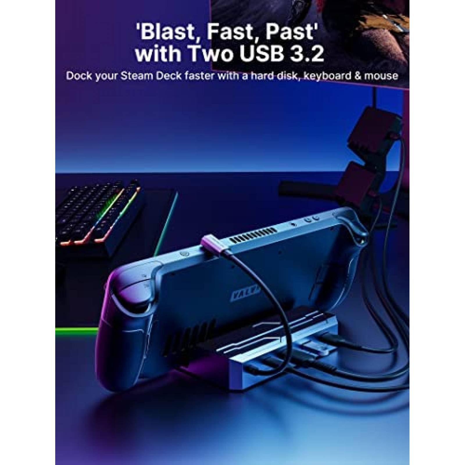 Docking Station JSAUX M.2 para Steam Deck NVMe SSD 4K 60Hz