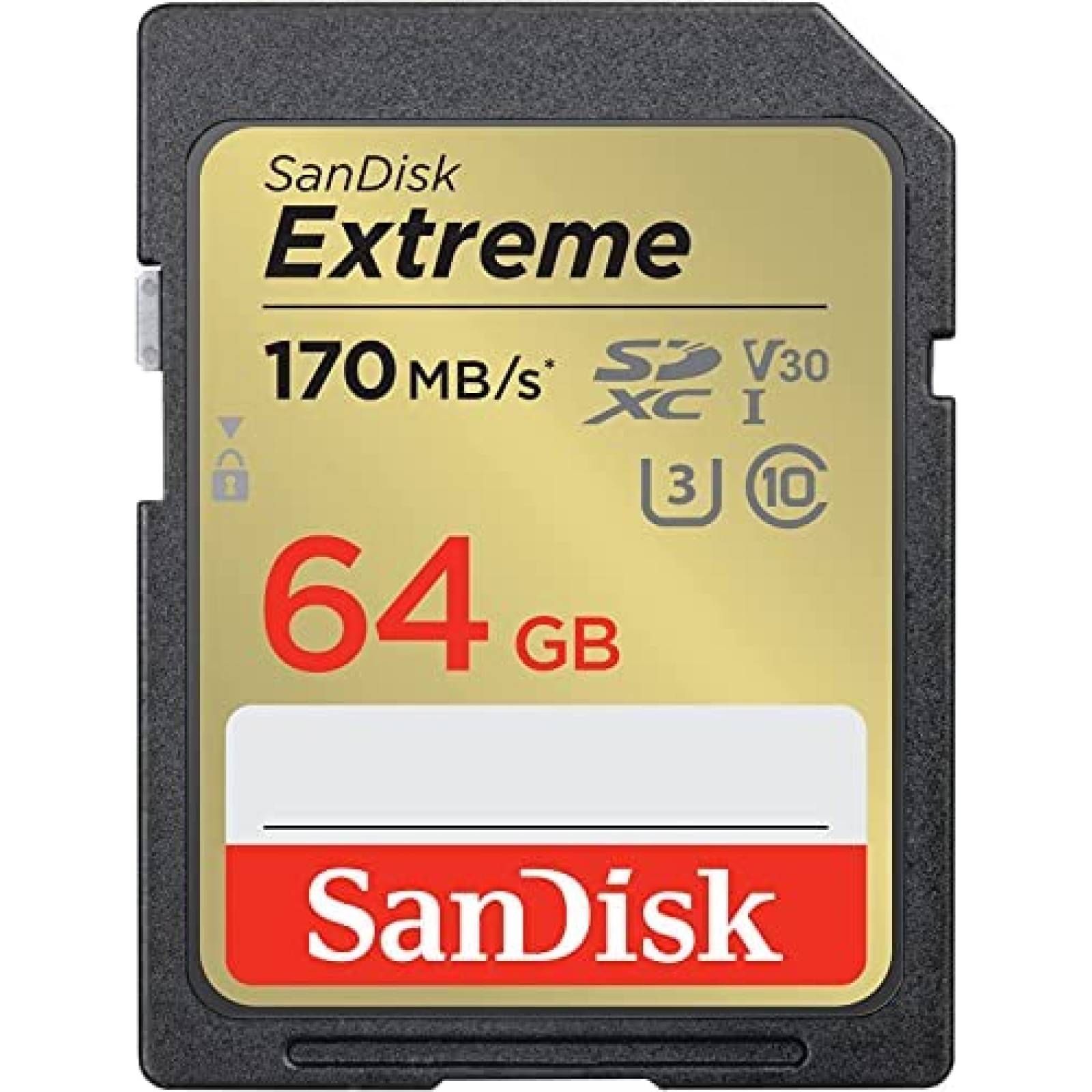 10pz Tarjeta de Memoria SanDisk SD 64GB 170MBs U3 V30