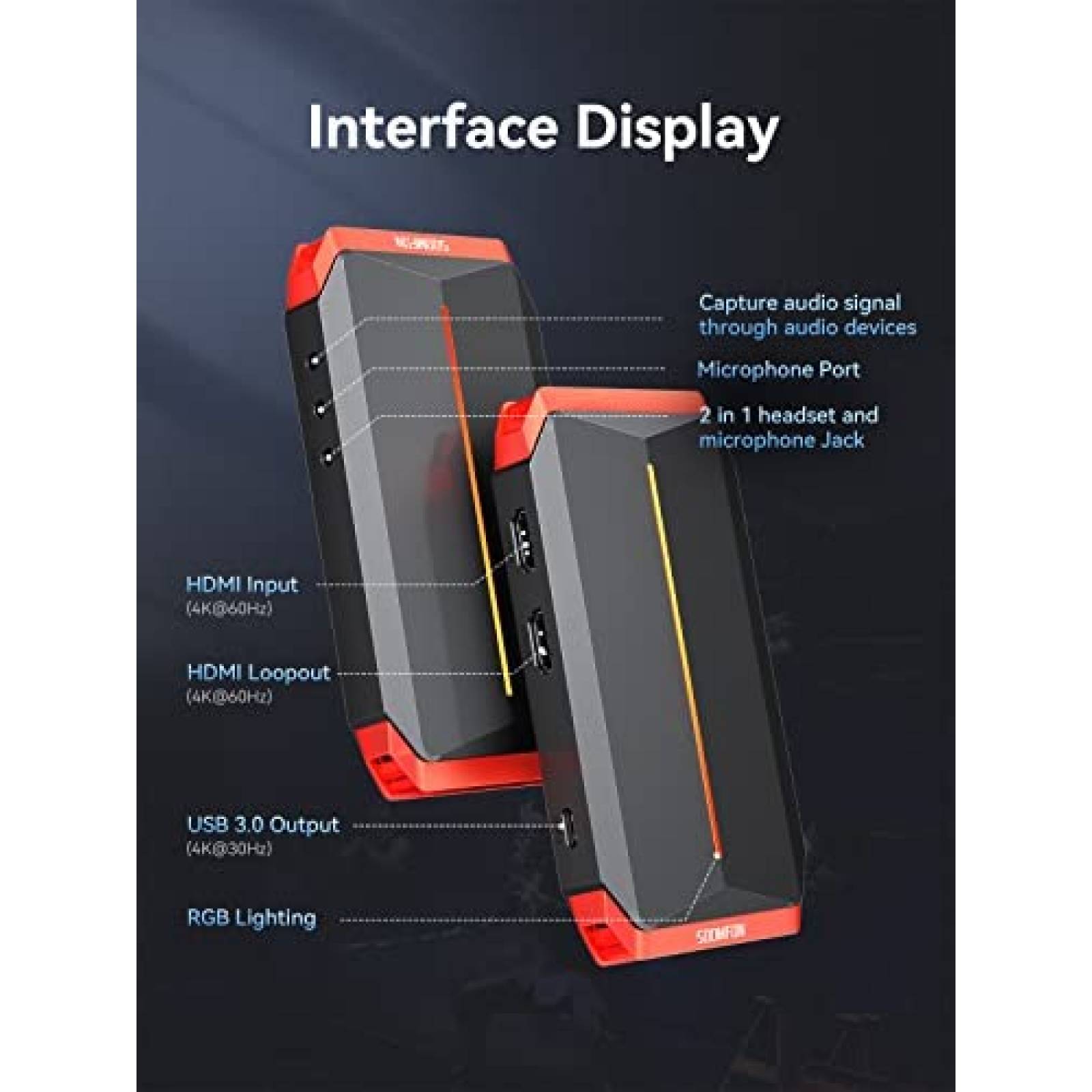 Capturadora de Video SOOMFON 4K USB-C HDMI Gamer Stream