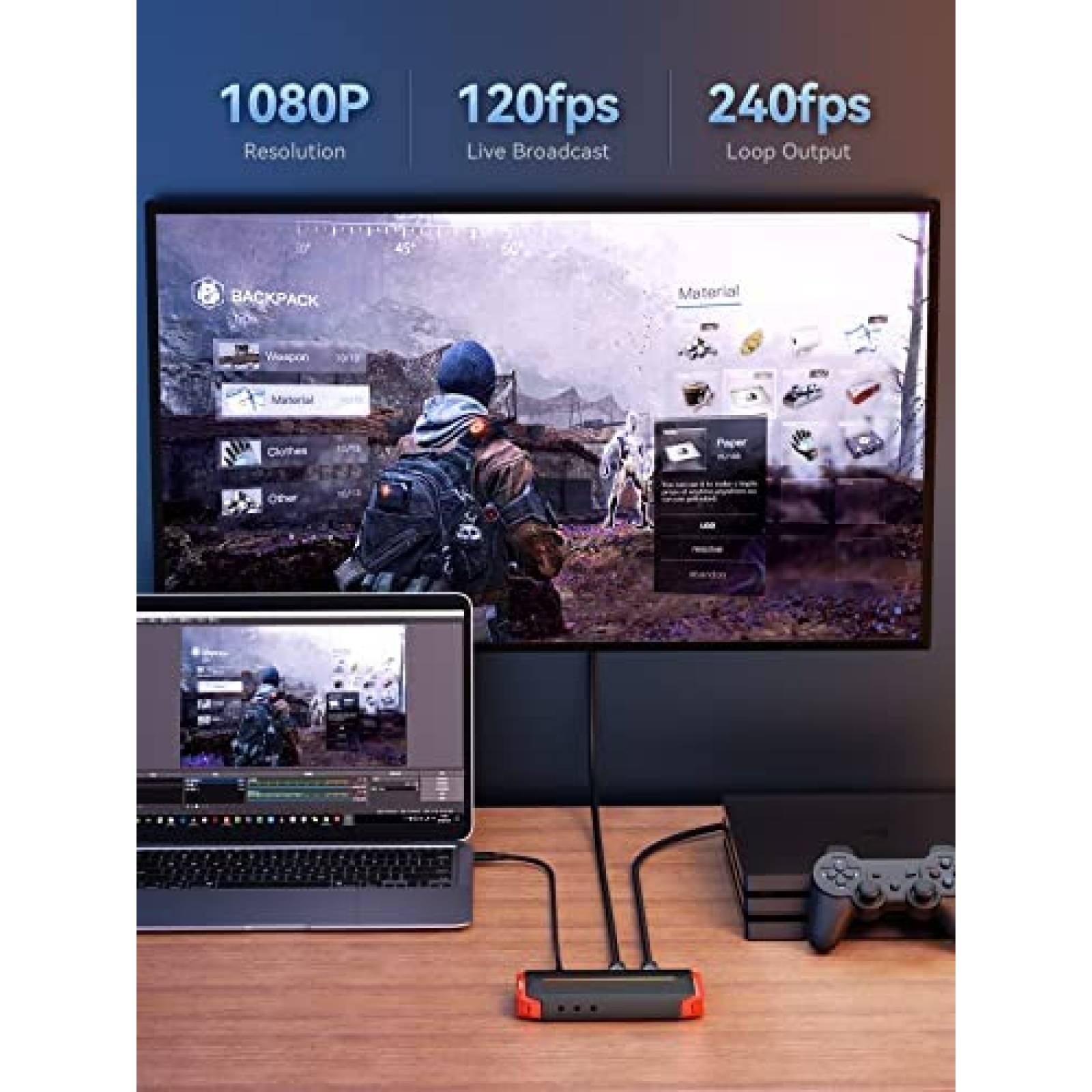 Capturadora de Video SOOMFON 4K USB-C HDMI Gamer Stream
