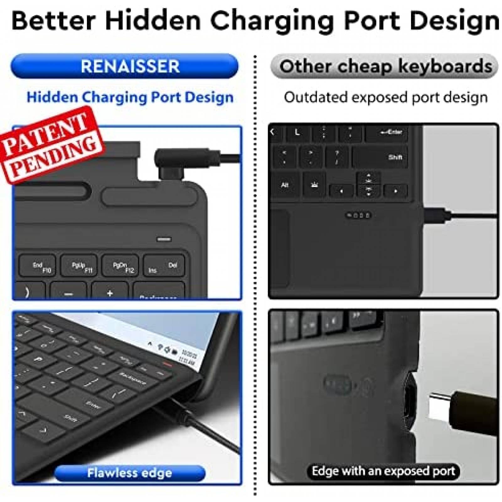 Teclado RENAISSER Pelican K8 Para Laptop Surface Pro -Negro