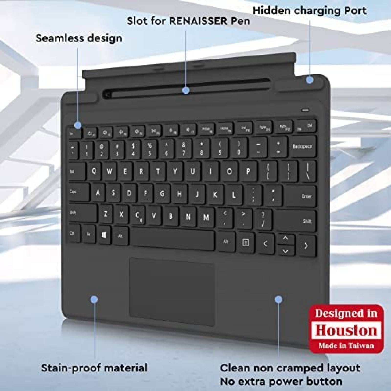 Teclado RENAISSER Pelican K8 Para Laptop Surface Pro -Negro