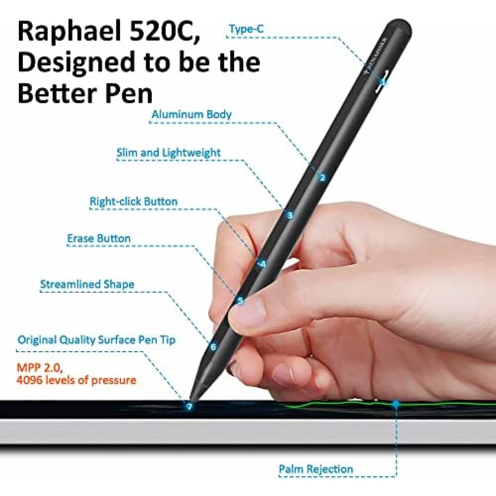 Teclado RENAISSER Pelican K8 Para Laptop Surface Pro -Negro