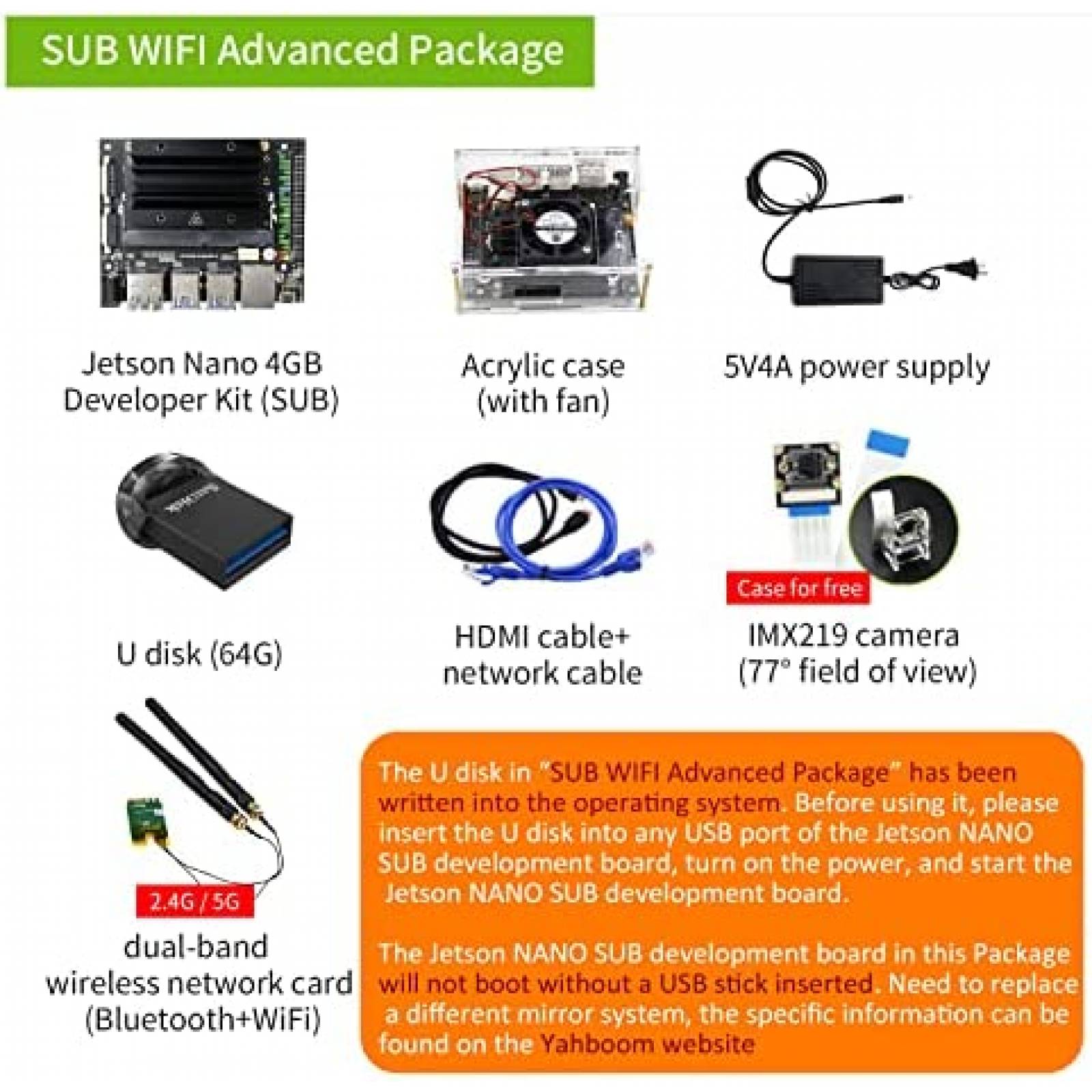 Kit de Desarrollo Yahboom Jetson Nano 4GB NVIDIA -Negro