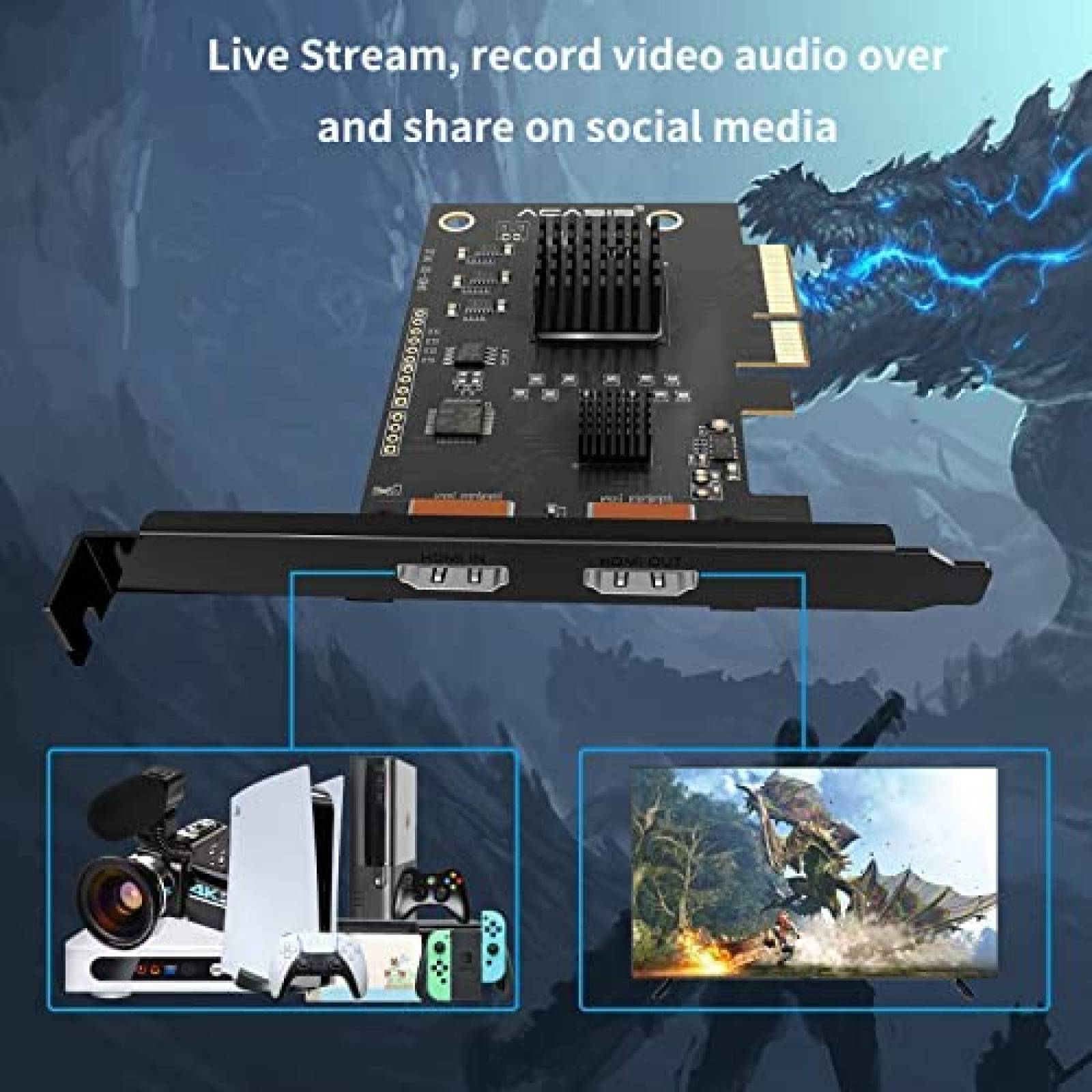 Tarjeta Capturadora de Video Acasis 4K60 HDMI PCIe Gamer