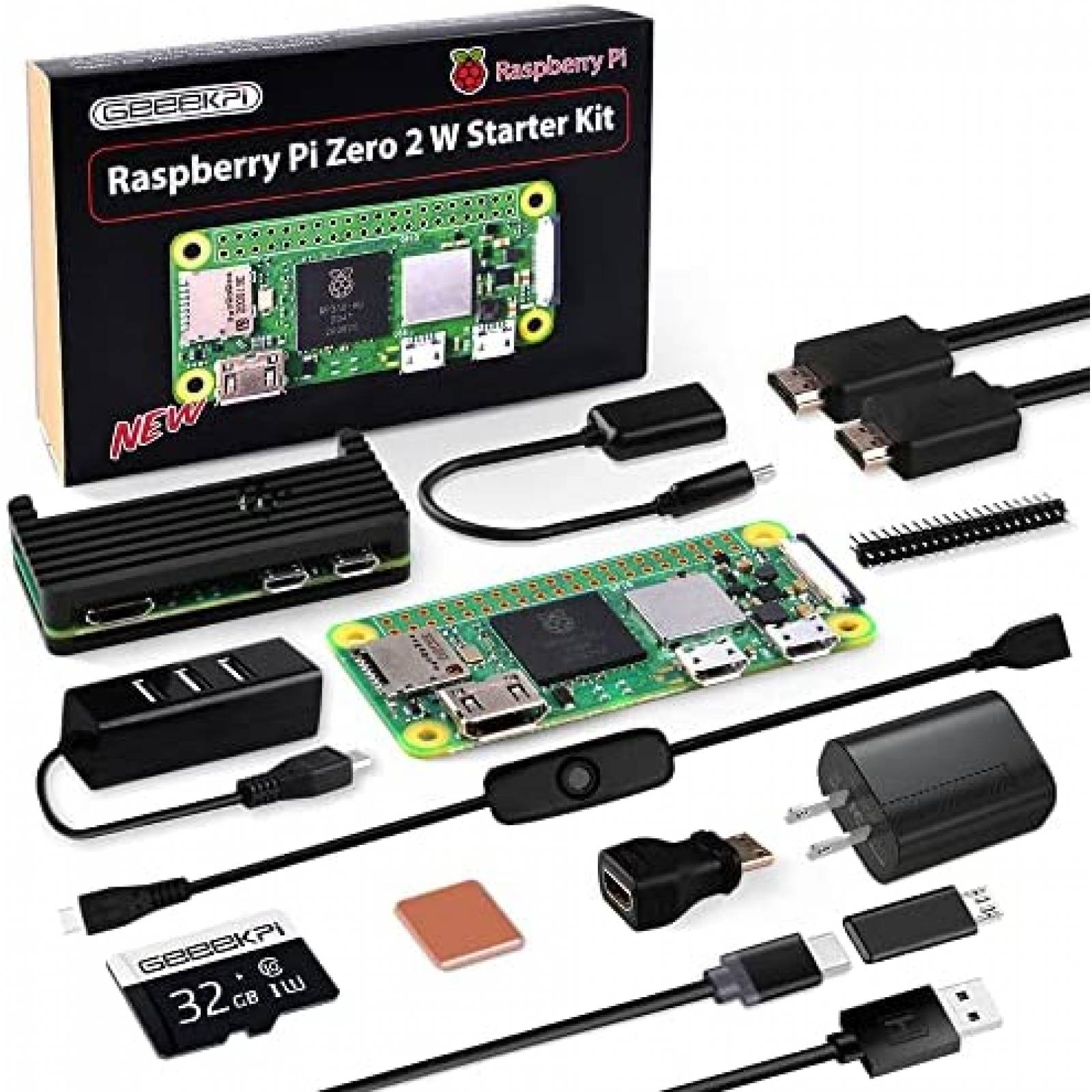 Kit Raspberry GeeekPi Pi Zero 2W Starter Carcasa y SD 32GB