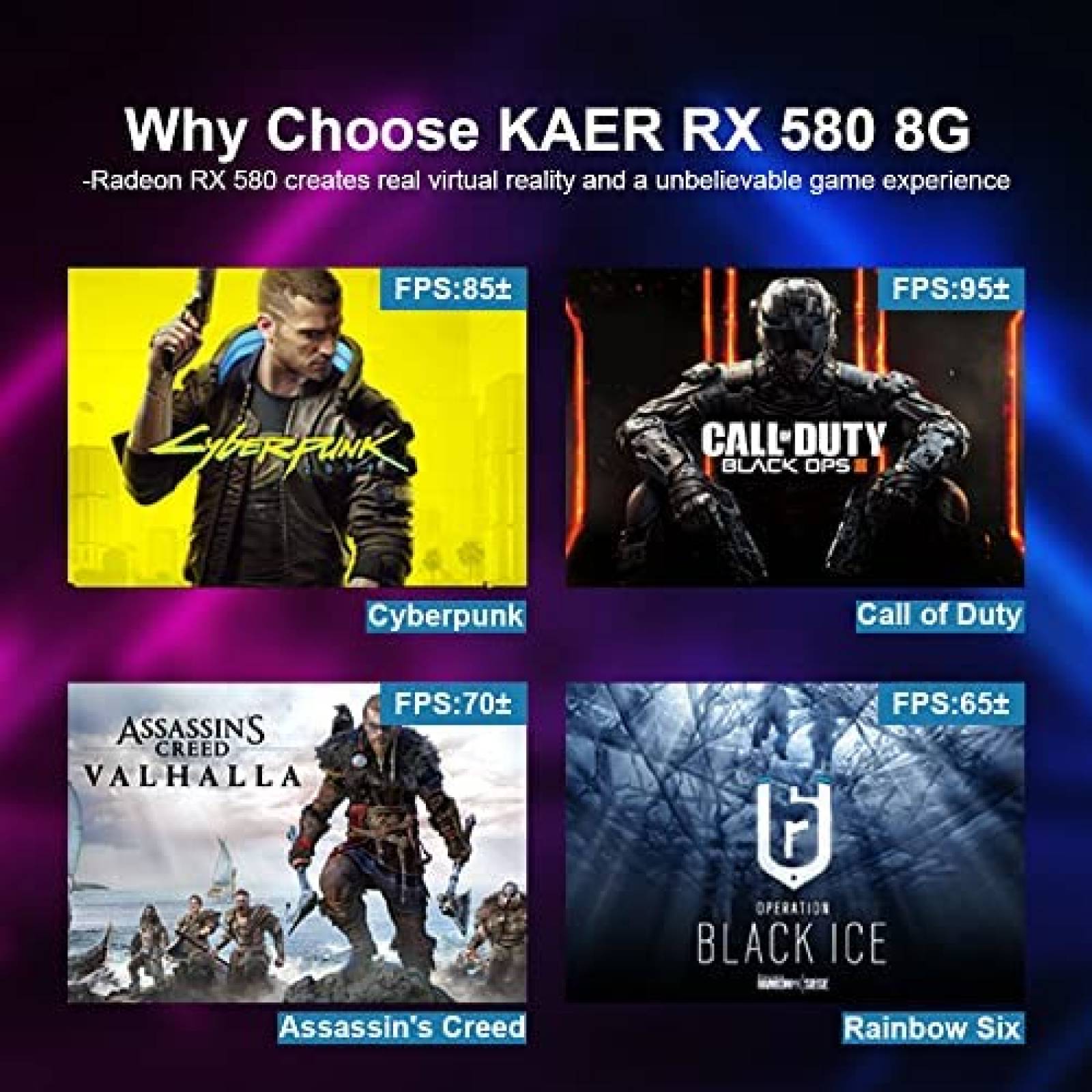 Tarjeta Grafica Kaer RX580 RX580 8GB GDDR5 256bit -Negro