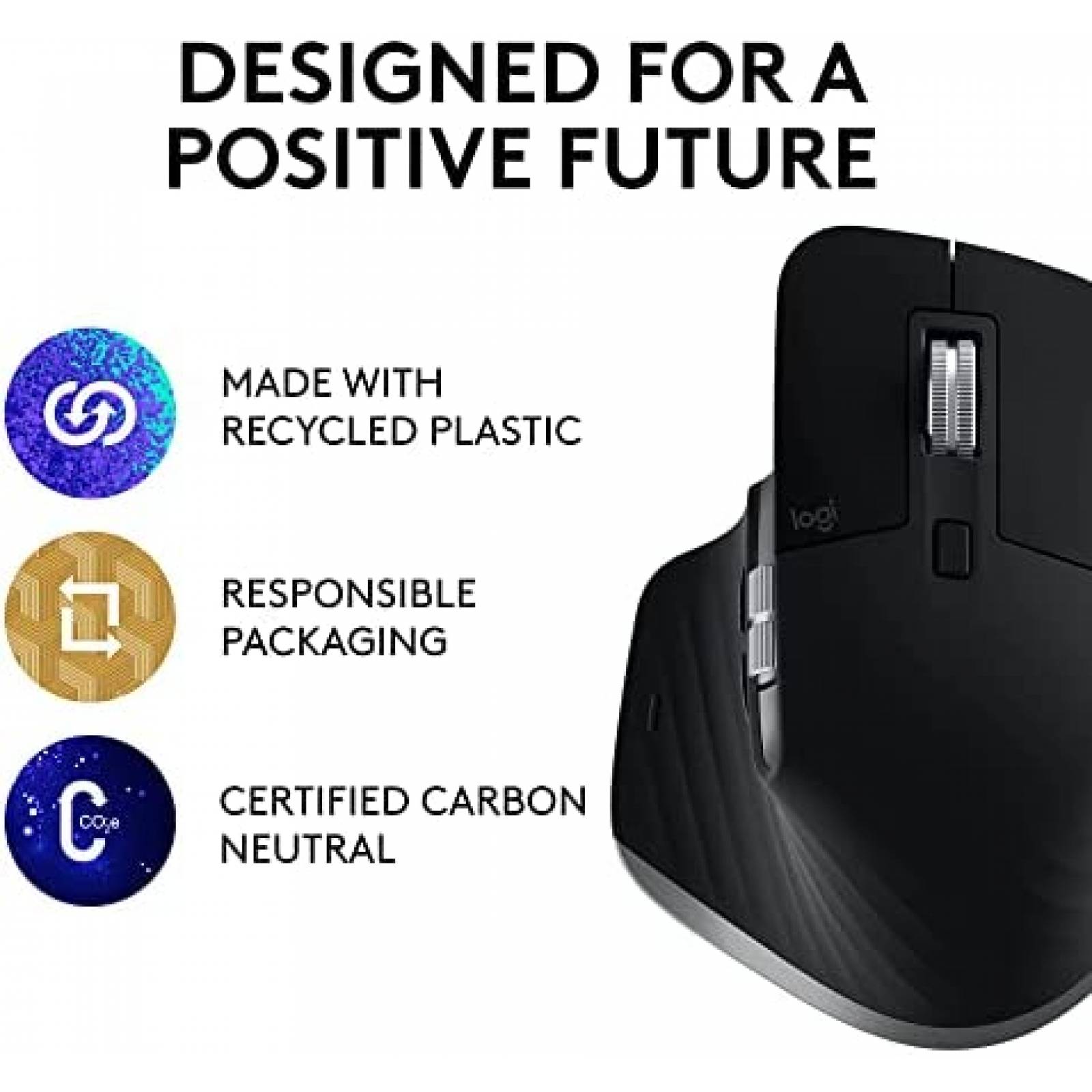 Mouse Ergonomico Logitech MX Master 3S Inalambrico -Negro