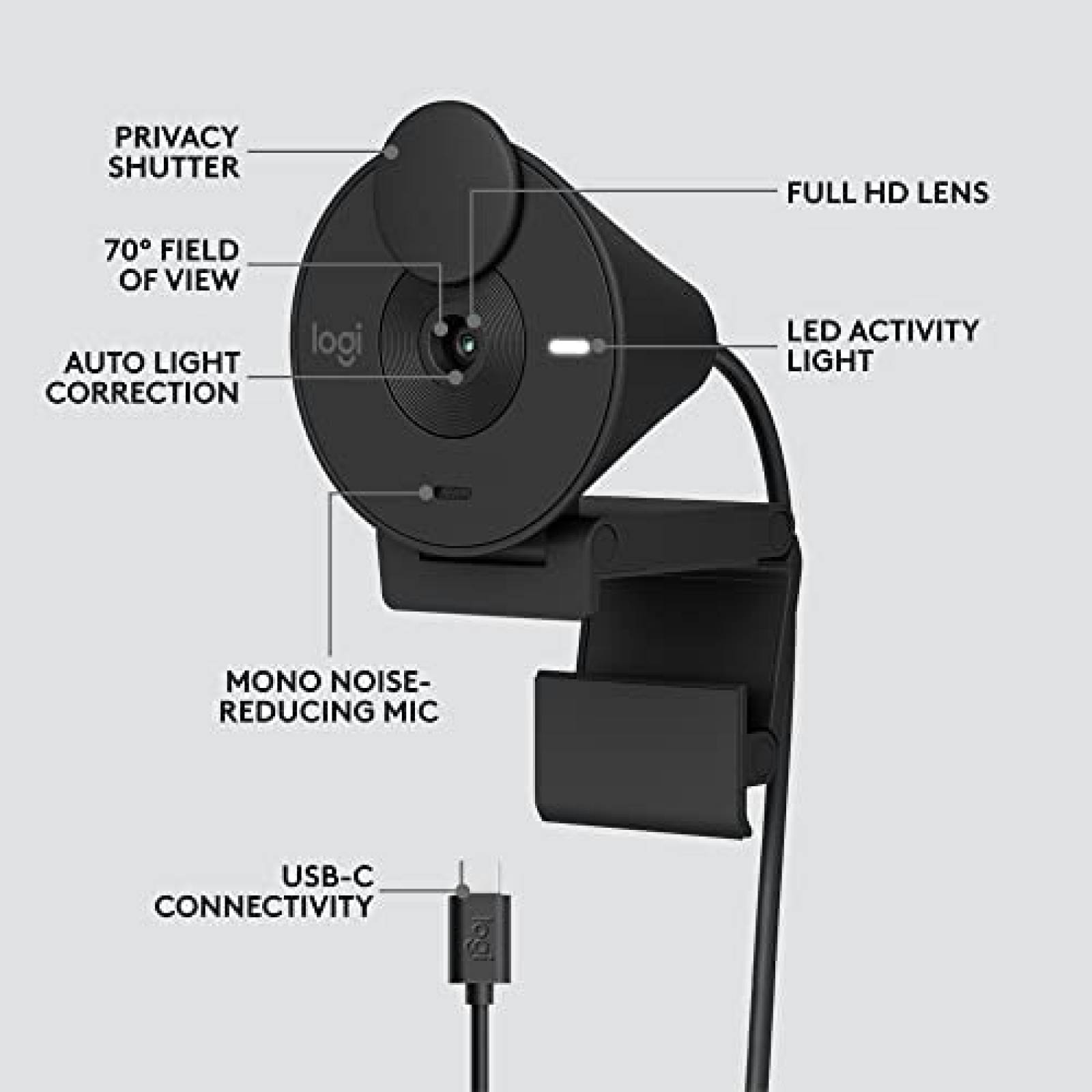 Webcam Logitech Brio 301 FHD USB-C Microfono -Negro