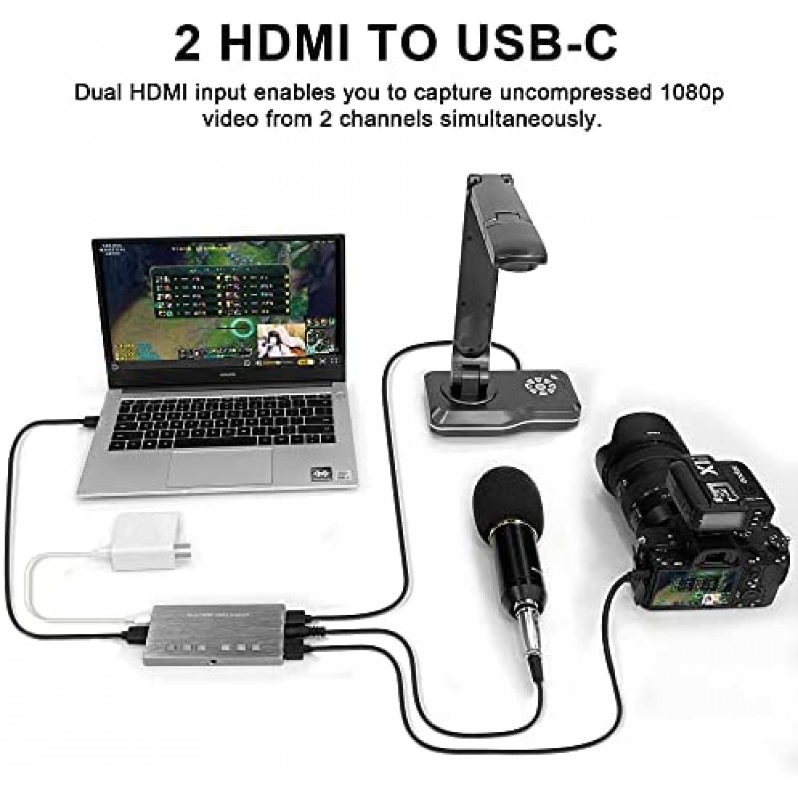 Capturadora de Video JOYUSING Doble HDMI 1080p/60fps Gaming