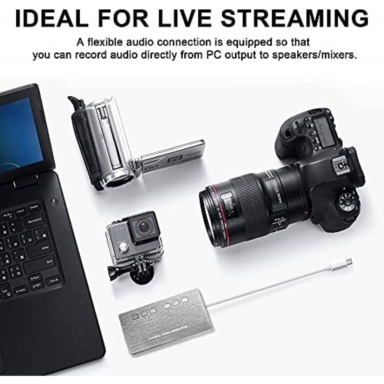 Capturadora De Video With Audio 1080p 60 FPS Live Streaming HDMI