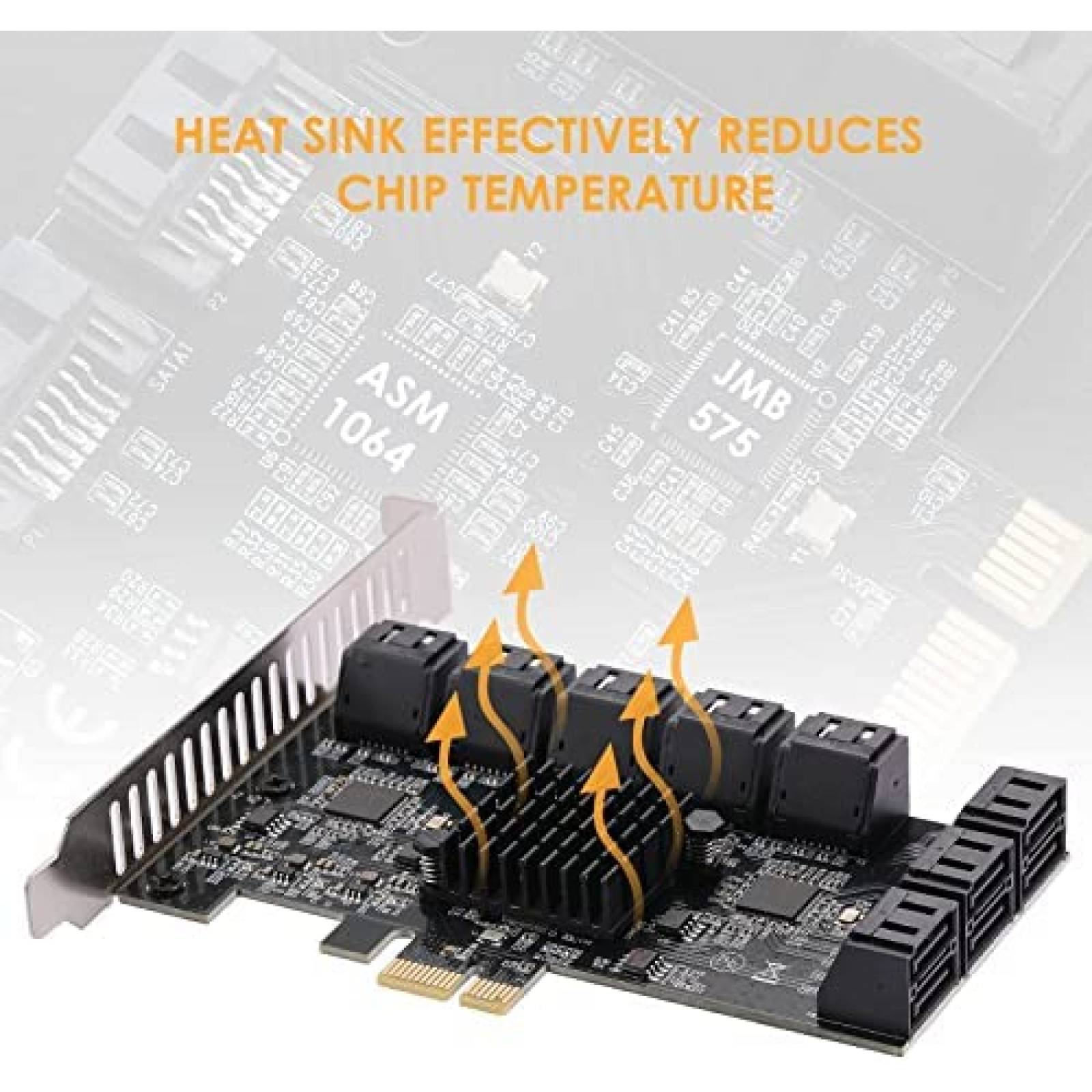 Tarjeta PCIe Adaptadora JKTINK 16 Puertos PCIe 1x SATA 3.0
