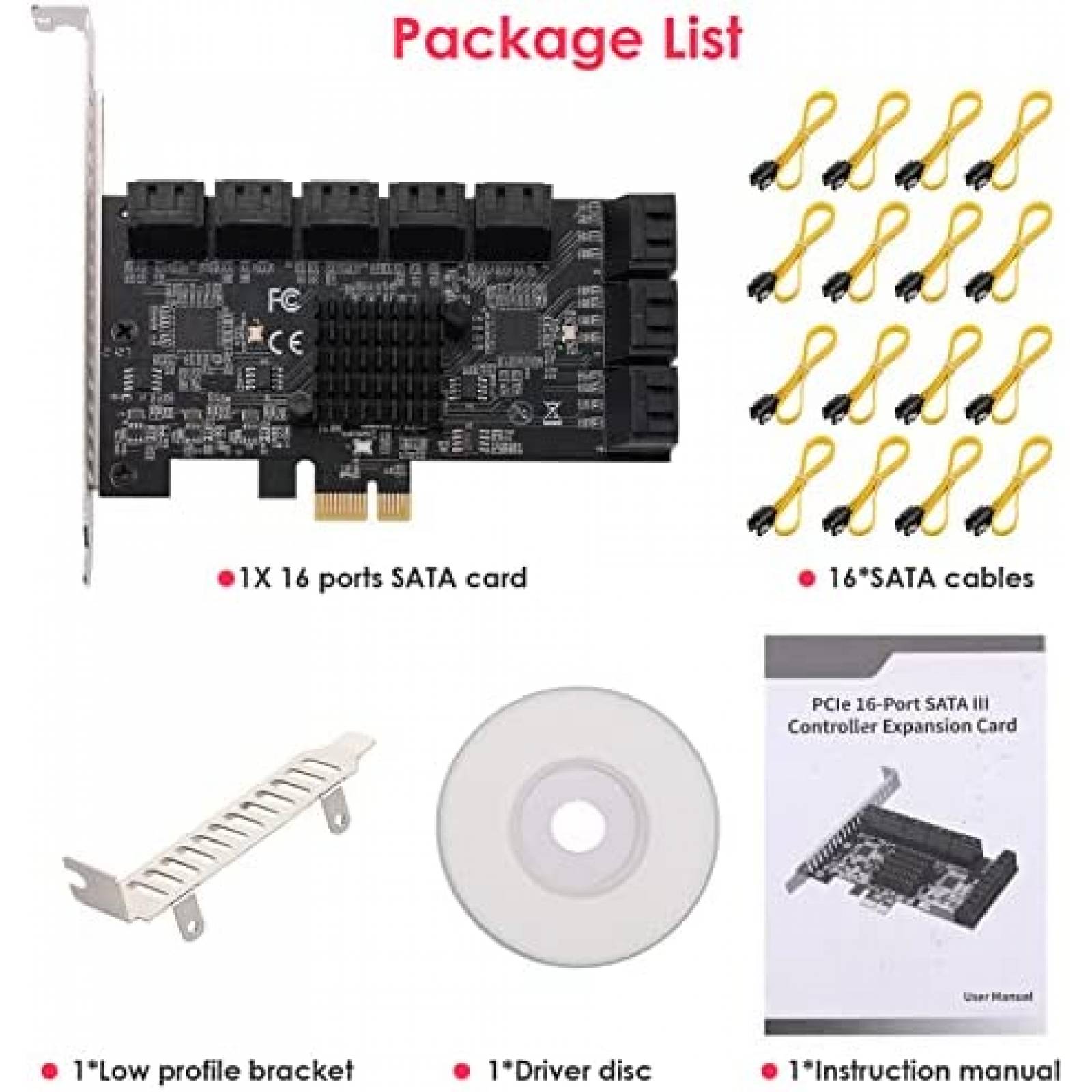 Tarjeta PCIe Adaptadora JKTINK 16 Puertos PCIe 1x SATA 3.0