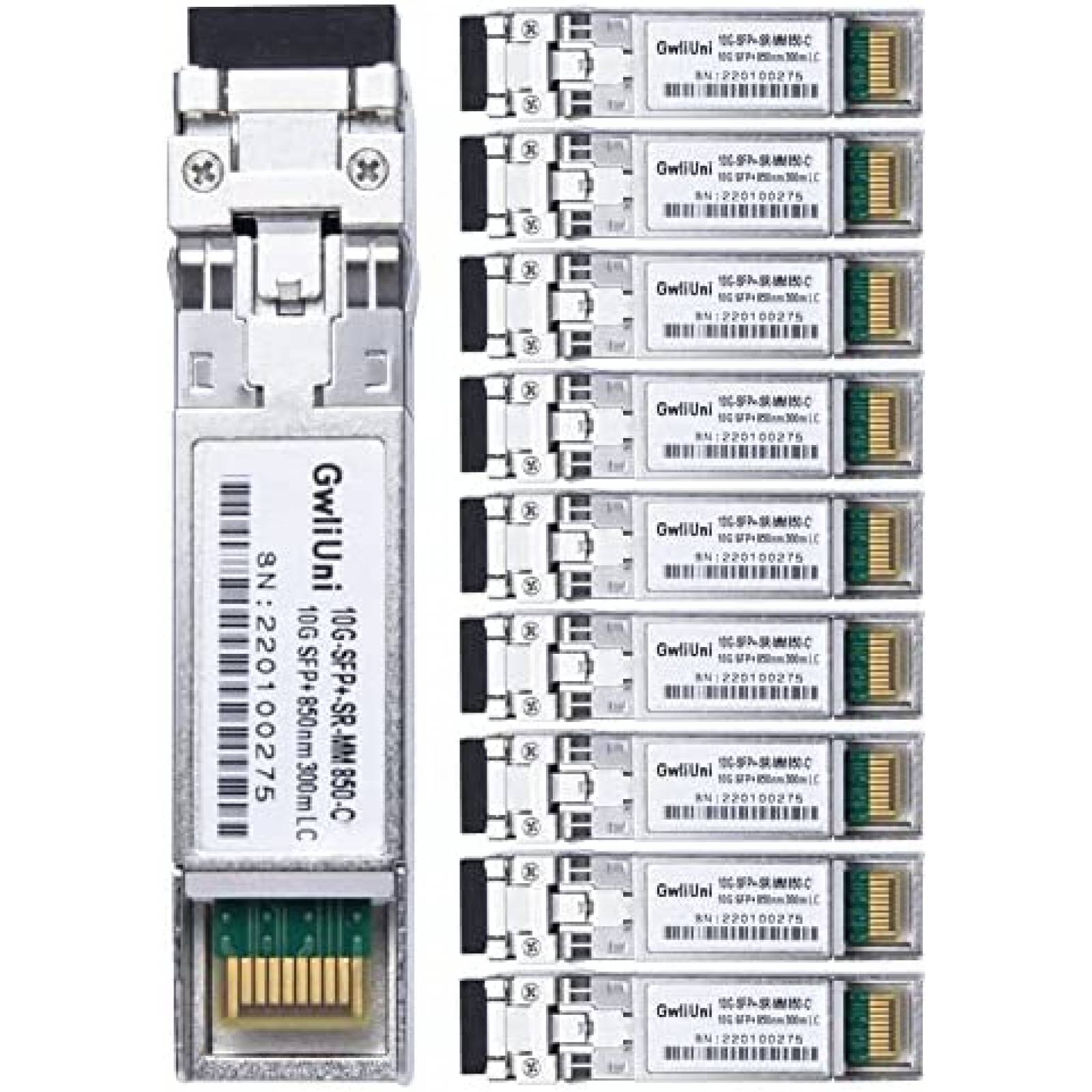 Transceptor De Red GwliUni 10G SFP+ SR MM850nm 300m 10 Pzs