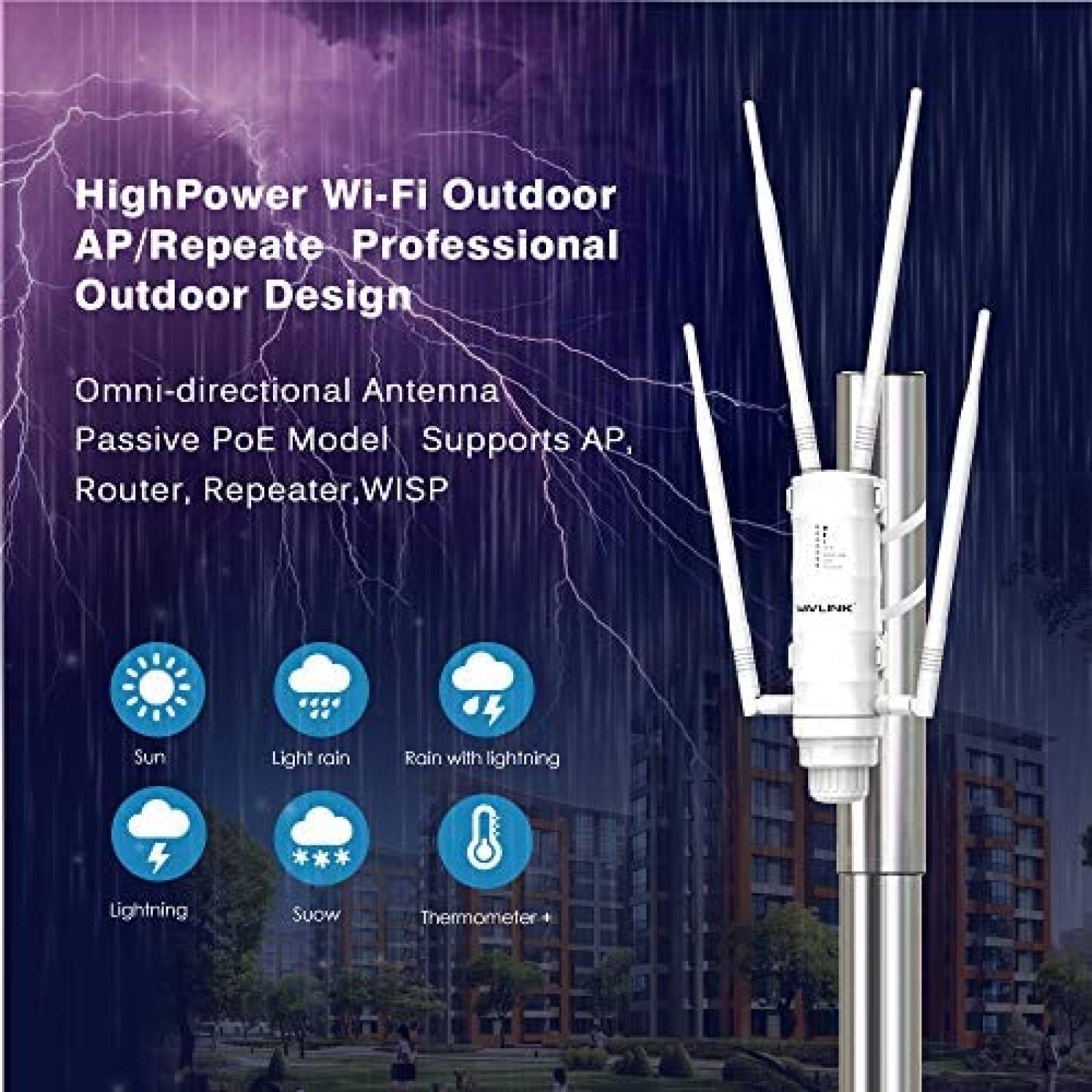 Extensor WiFi WAVLINK AC1200 5G 867Mbps 2G 150Mbps PoE -Blan
