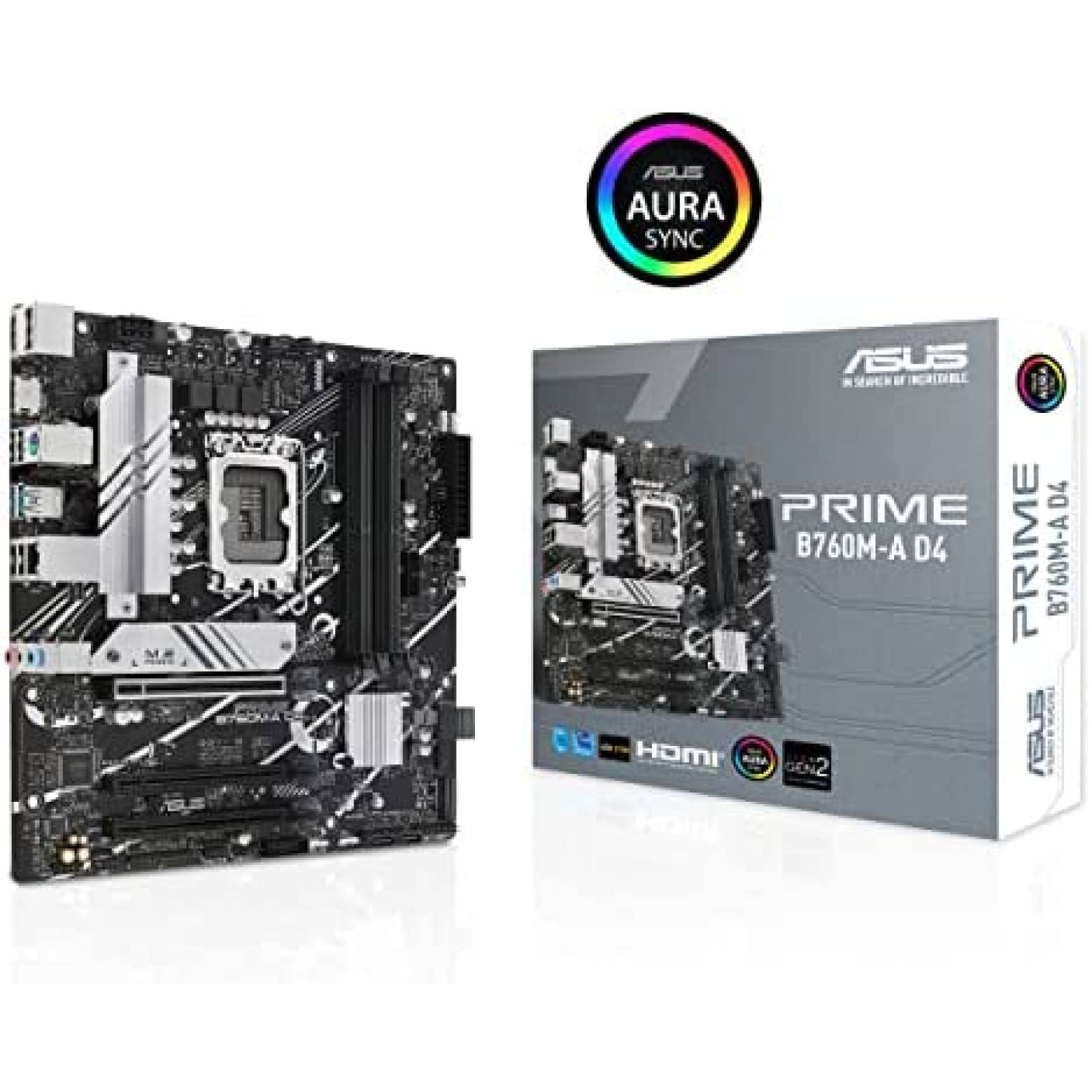 Tarjeta Madre Asus Prime B760M-A D4 LGA 1700 -Negro