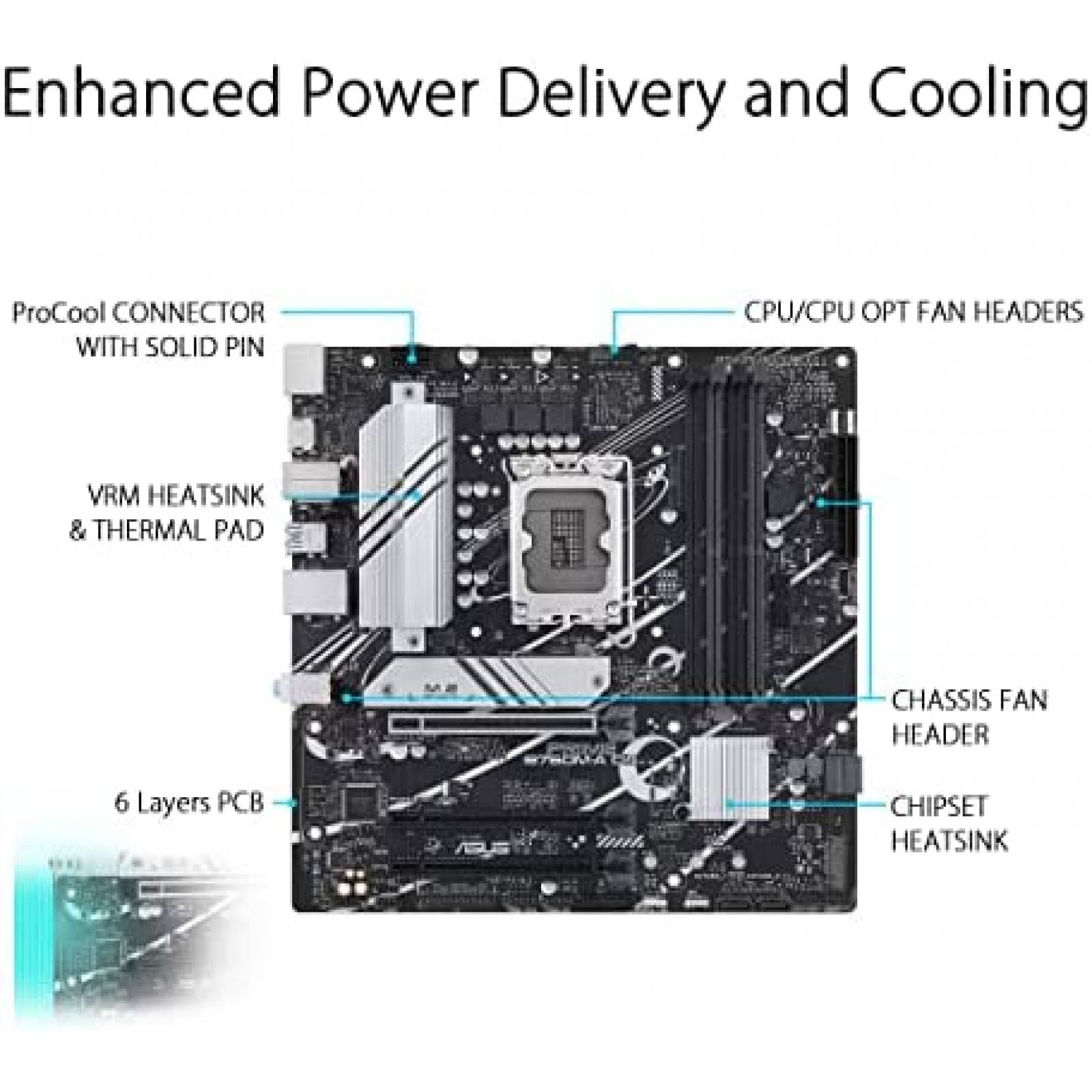 Tarjeta Madre Asus Prime B760M-A D4 LGA 1700 -Negro