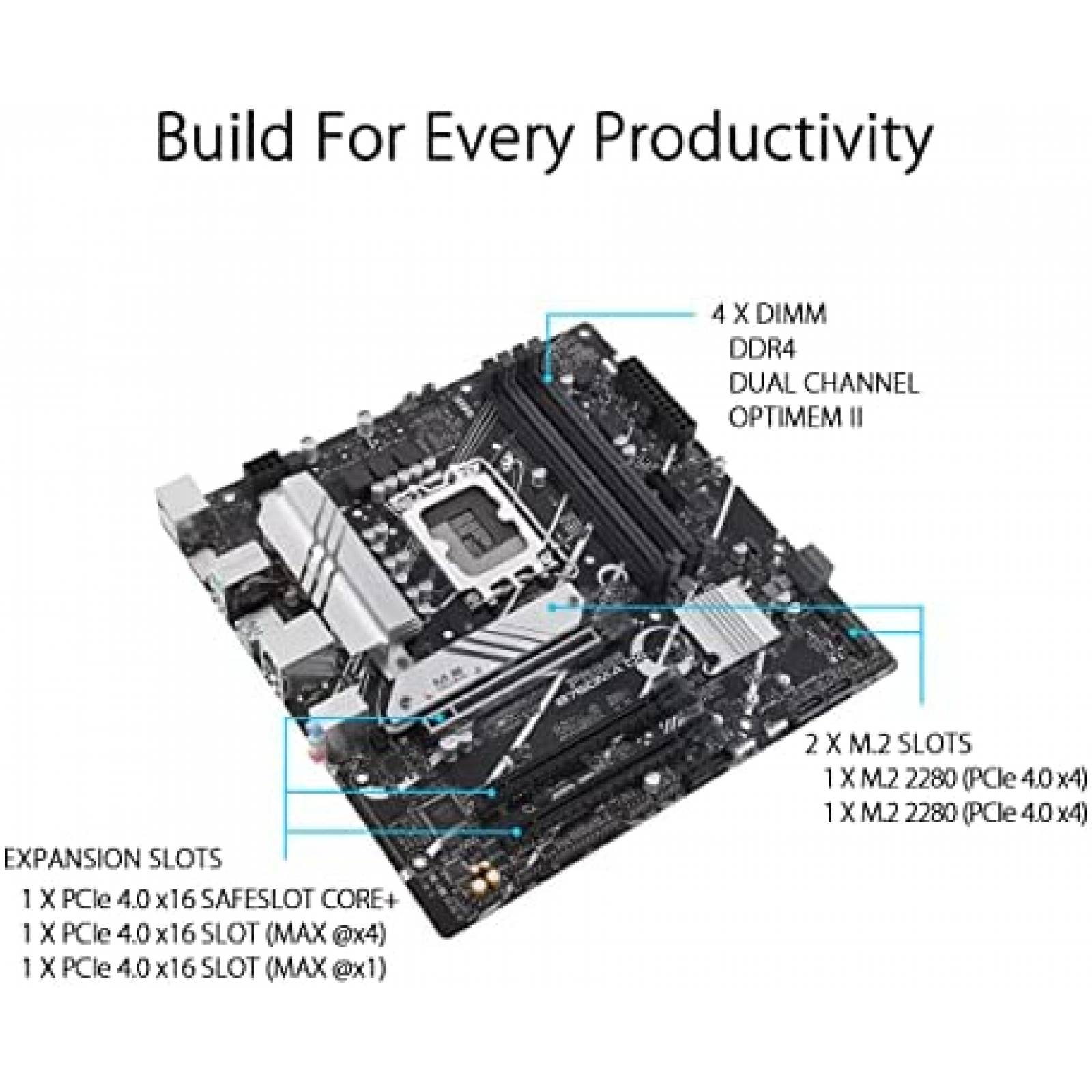 Tarjeta Madre Asus Prime B760M-A D4 LGA 1700 -Negro