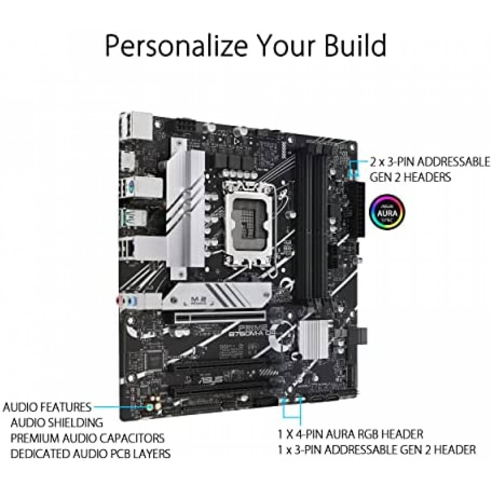 Tarjeta Madre Asus Prime B760M-A D4 LGA 1700 -Negro