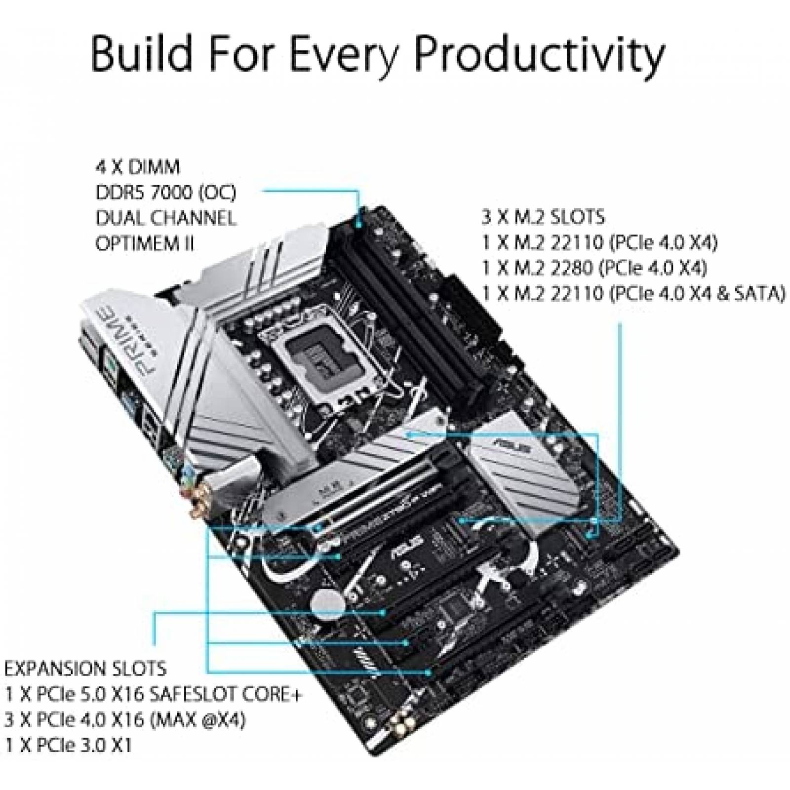 Tarjeta Madre Asus Prime Z790-P Wifi LGA 1700 -Negro