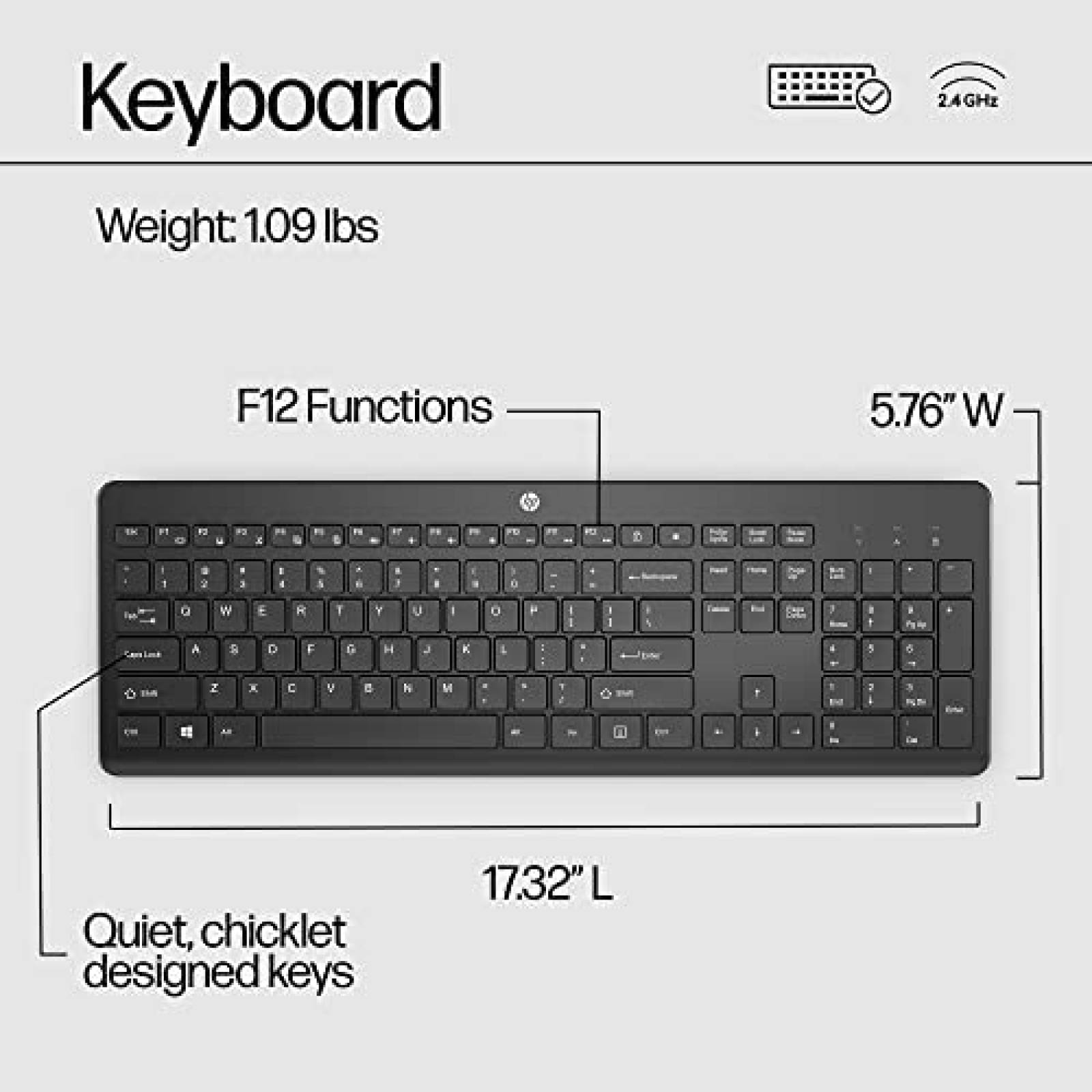 Teclado HP Inalambrico Ergonomico Mecanico Bluetooth -Negro
