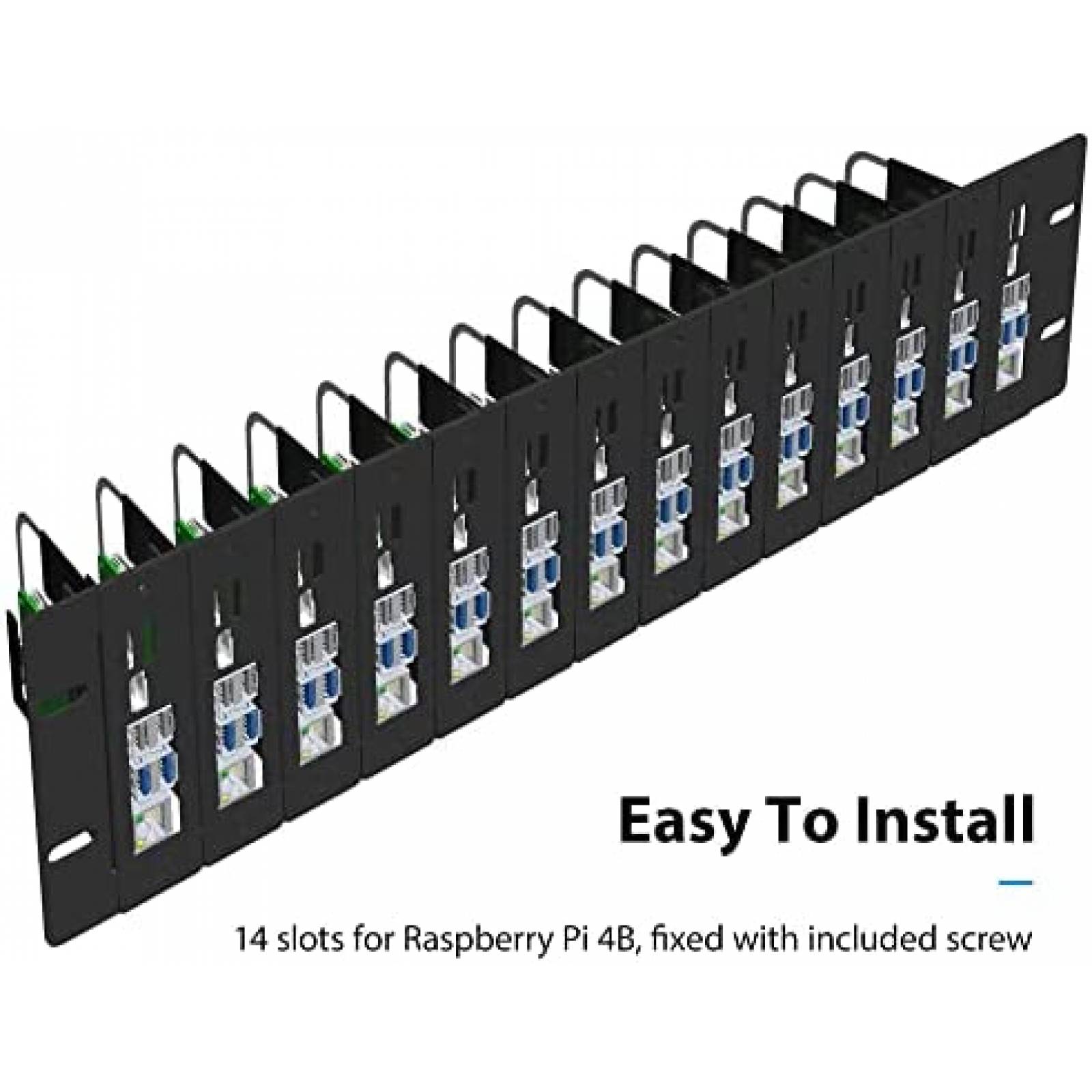 Soporte De Rack 2U Para Raspberry Pi 5/4B - Con 4 Ranuras NVMe M.2 - Compatible Con RackMate De 10 Pulgadas