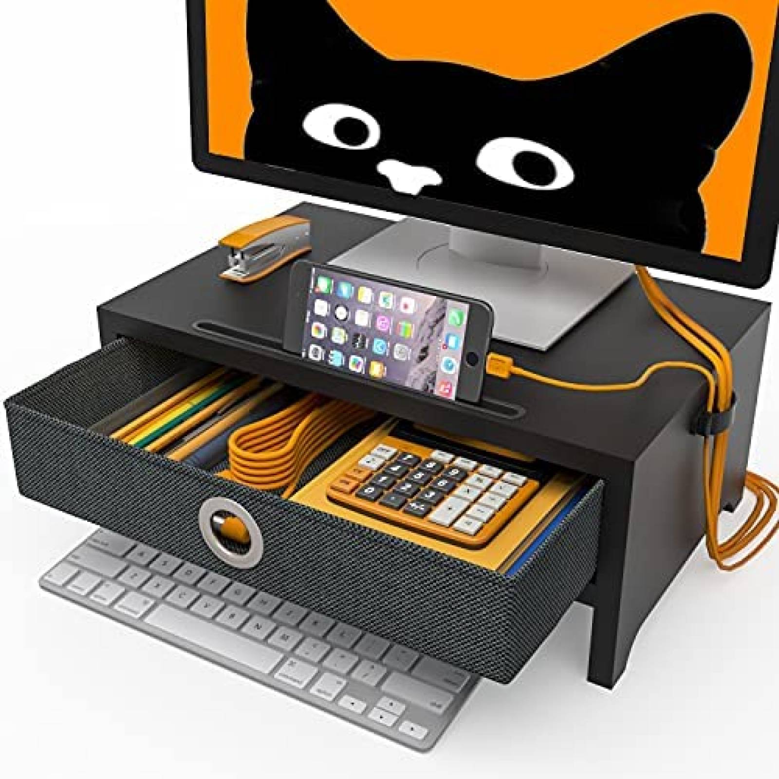 Soporte para Monitor Westree con Cajon Organizador -Negro