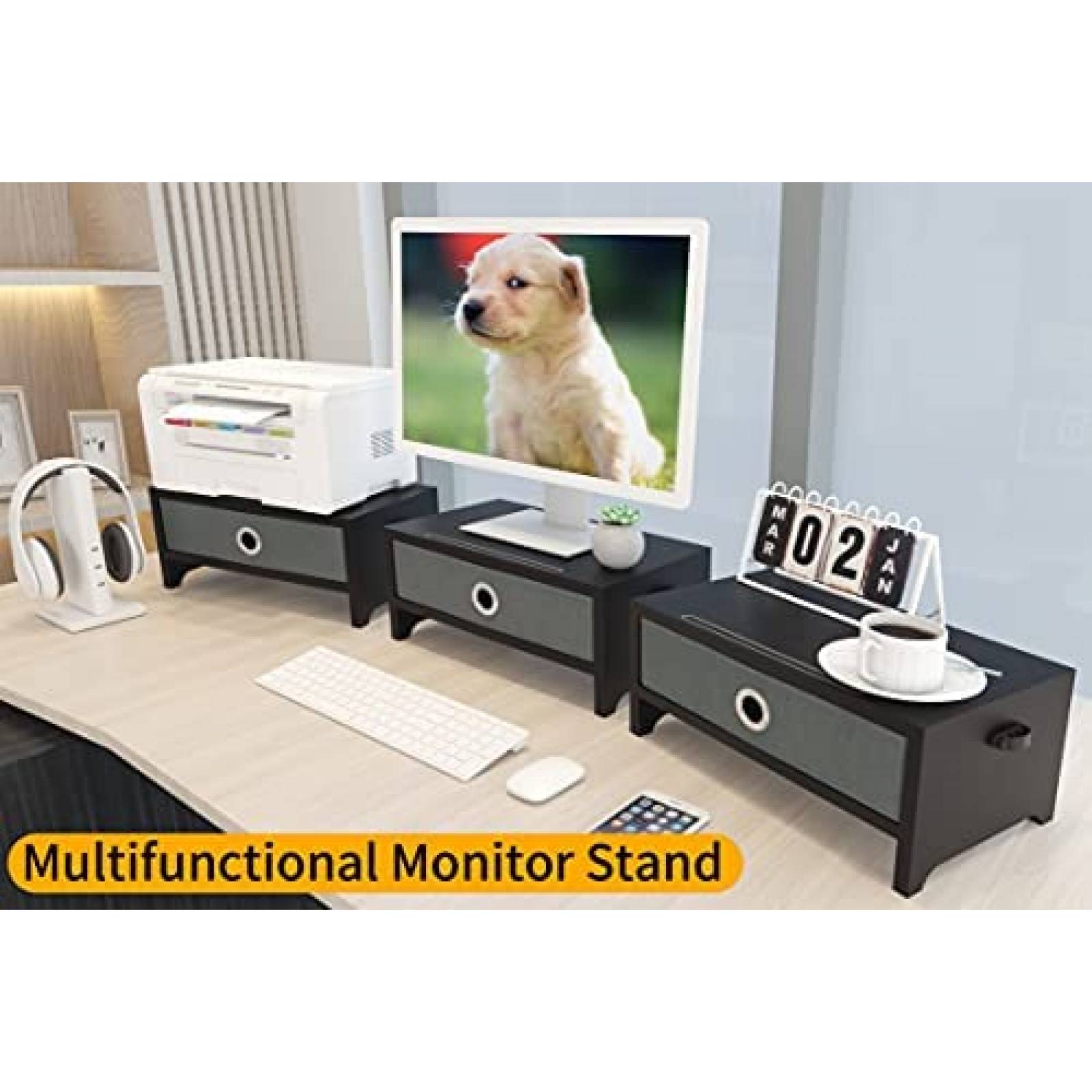 Soporte para Monitor Westree con Cajon Organizador -Negro