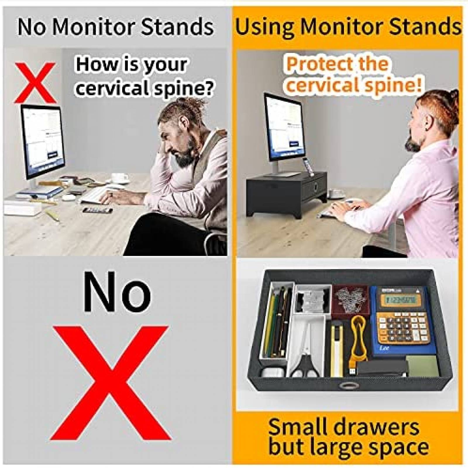 Soporte para Monitor Westree con Cajon Organizador -Negro