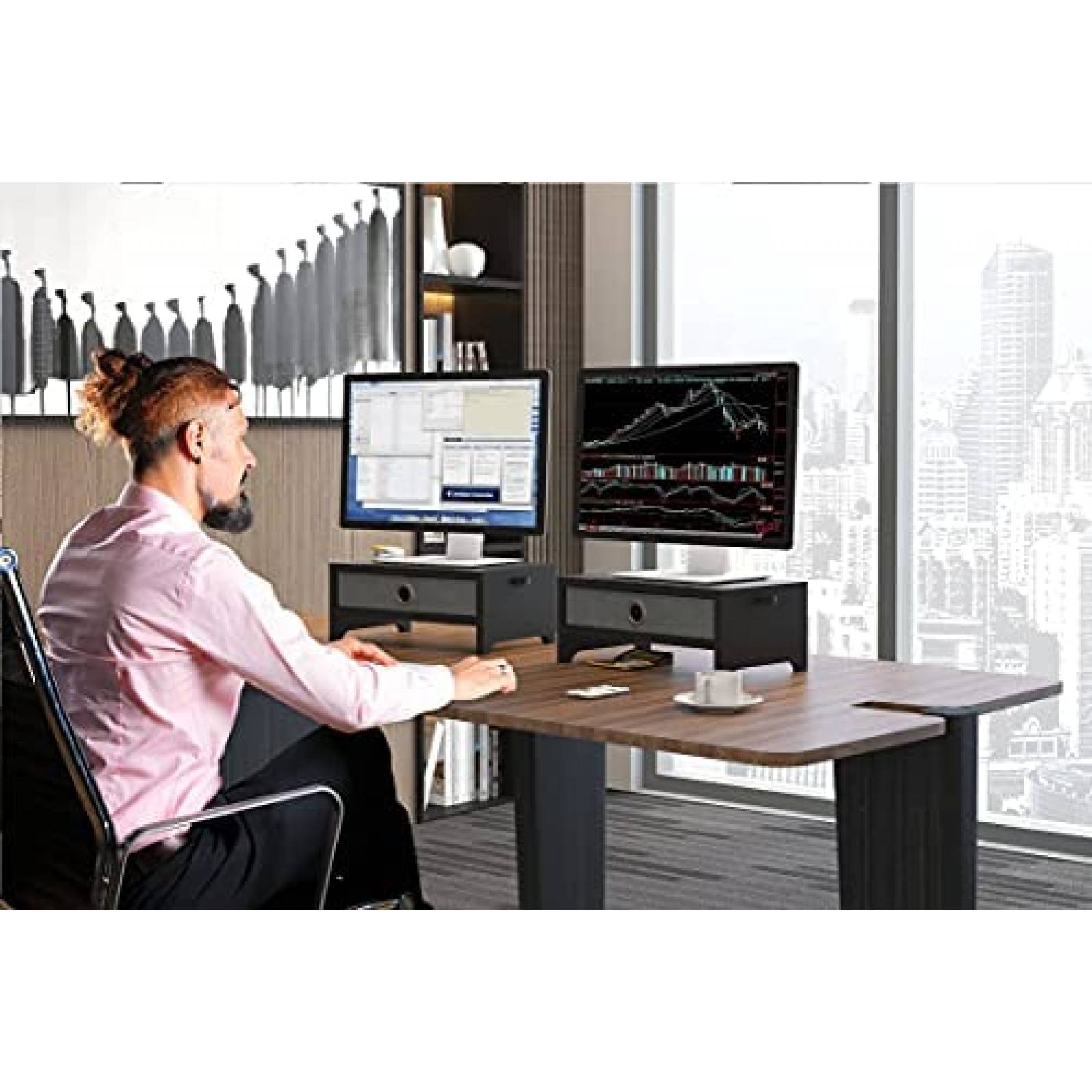 Soporte para Monitor Westree con Cajon Organizador -Negro