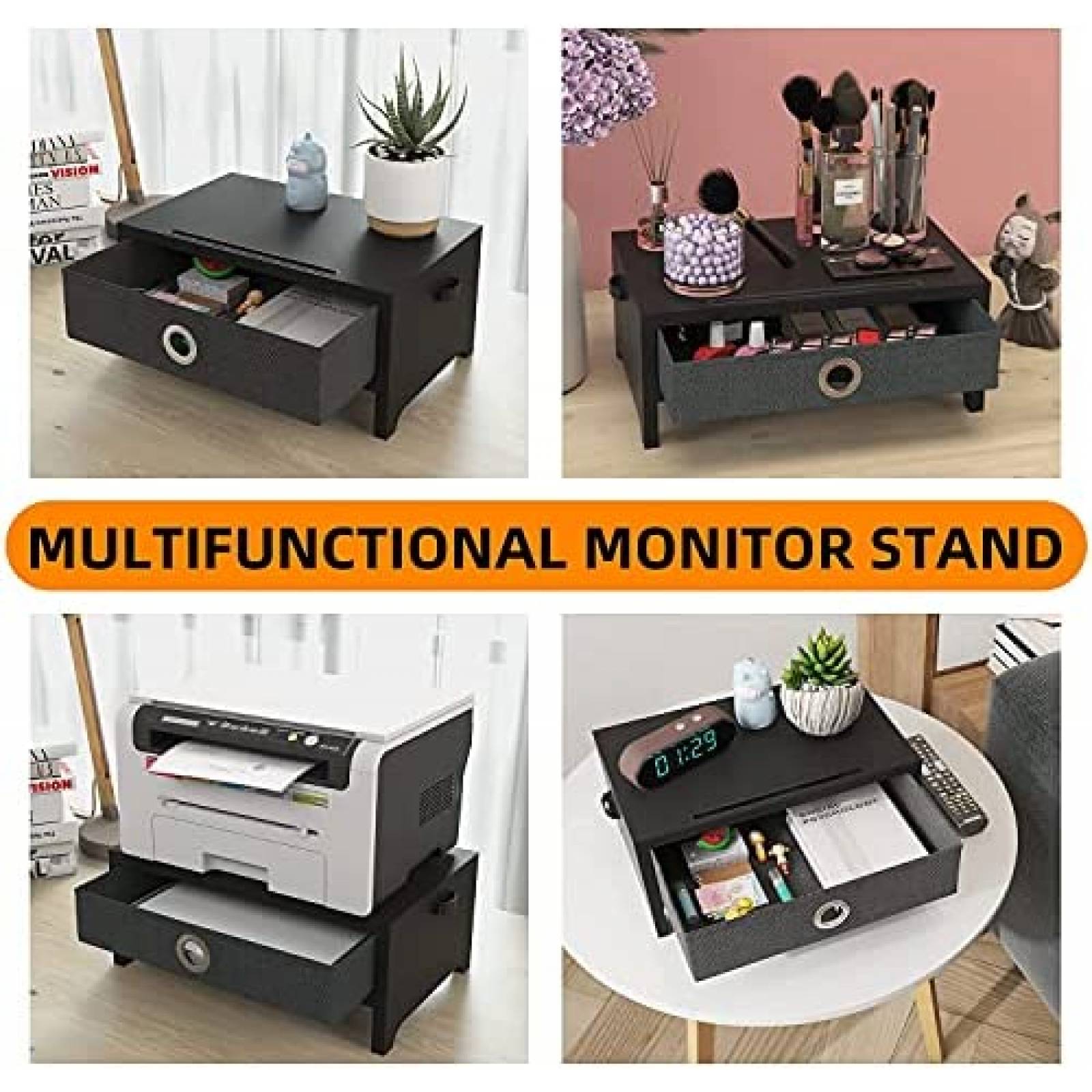 Soporte para Monitor Westree con Cajon Organizador -Negro