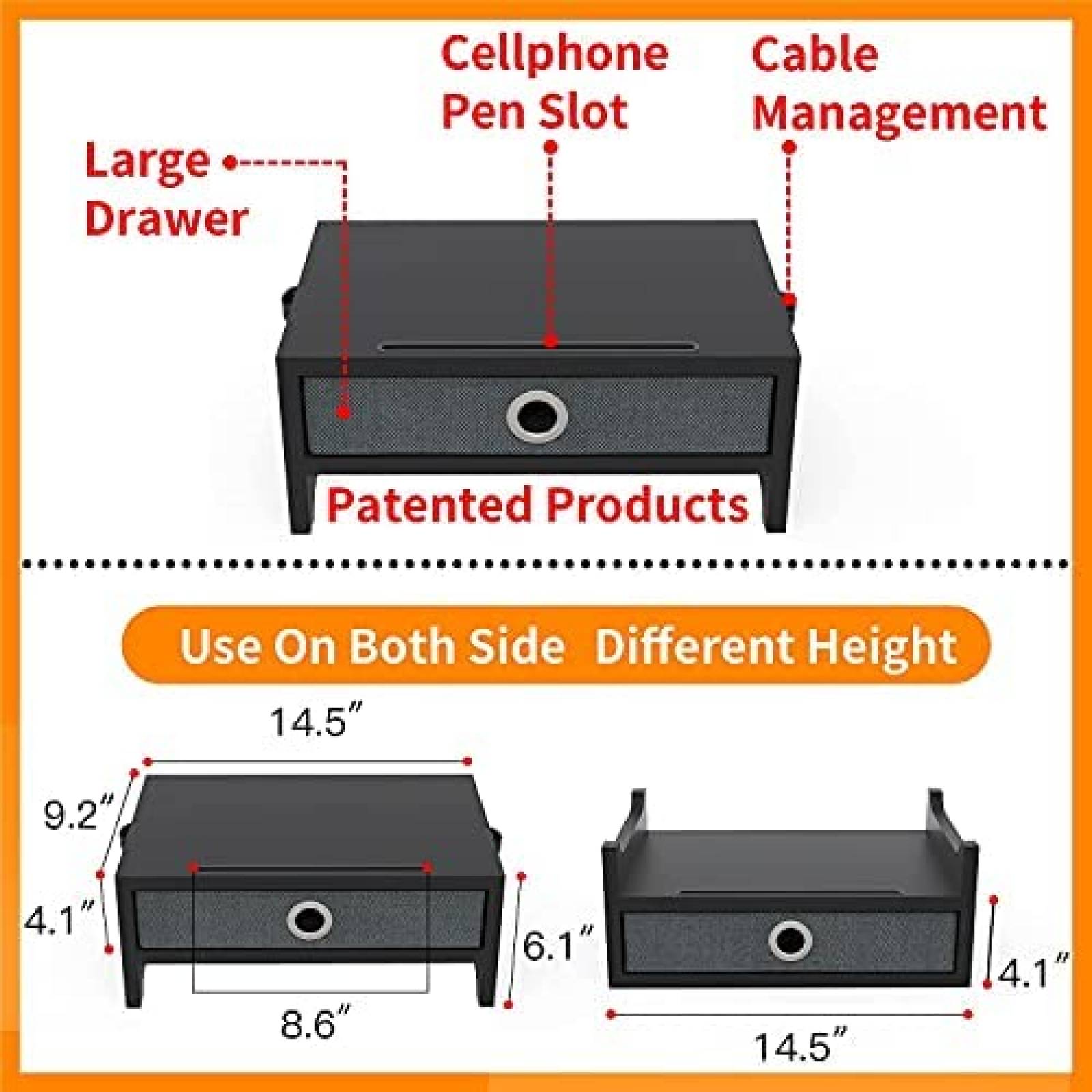 Soporte para Monitor Westree con Cajon Organizador -Negro