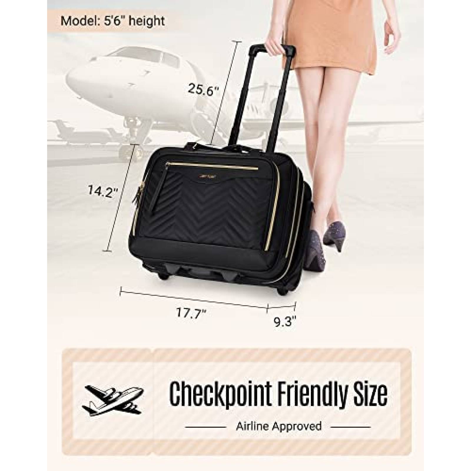 Maletin con ruedas LIGHT FLIGHT para laptop 17.3" -Negro