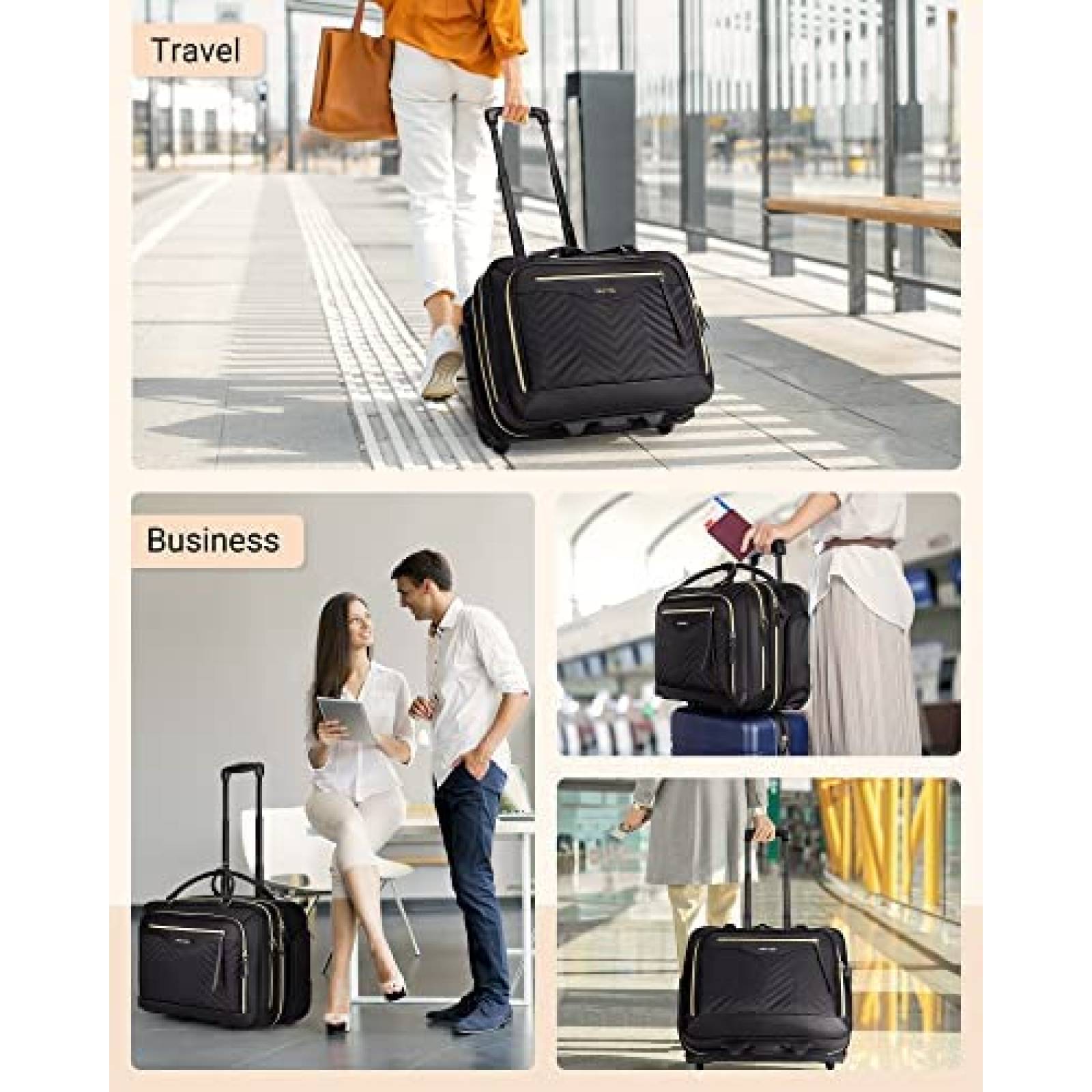 Maletin con ruedas LIGHT FLIGHT para laptop 17.3" -Negro