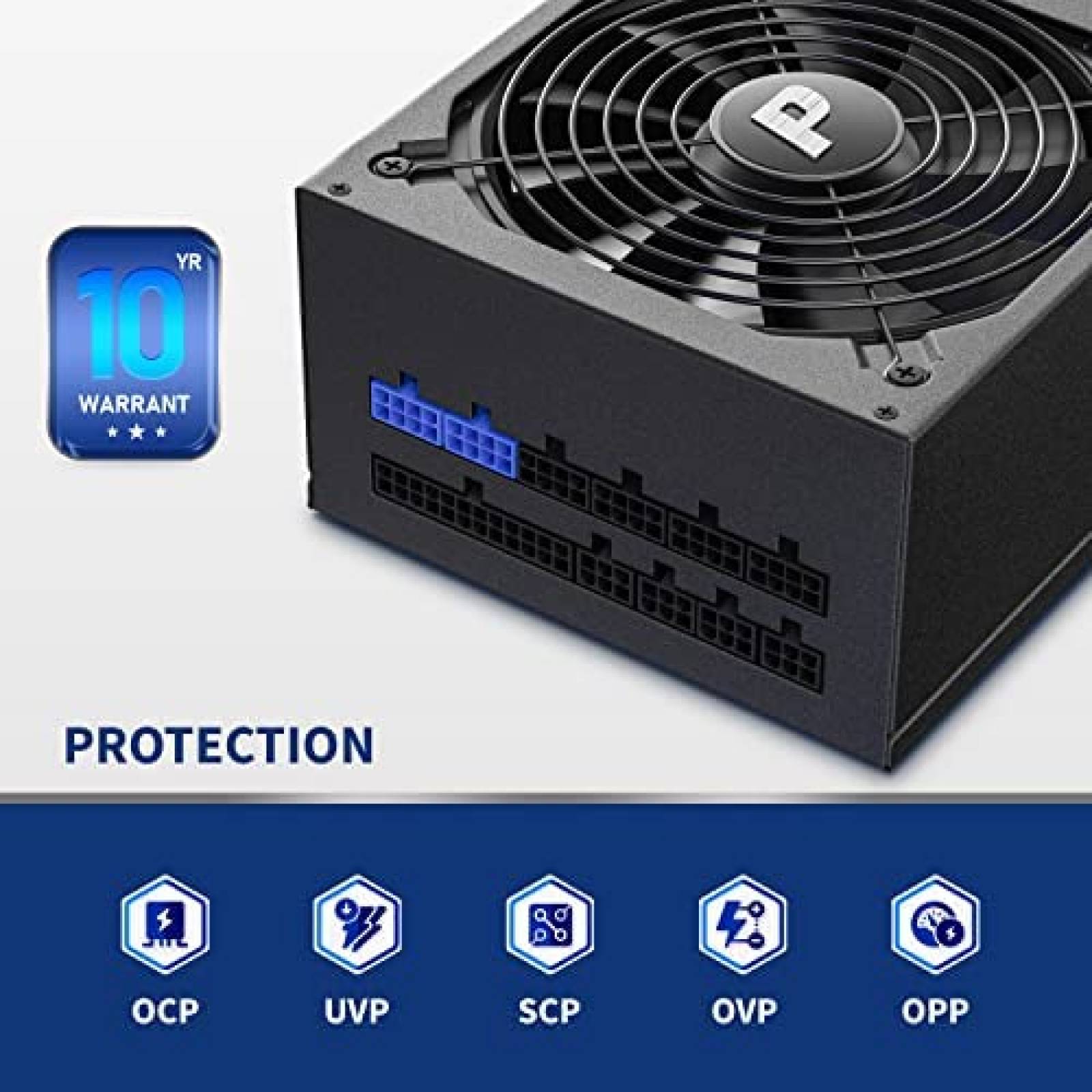 Fuente de Poder Pystar ES1000 1000W 80+ PSU 140mm DC-DC -Neg