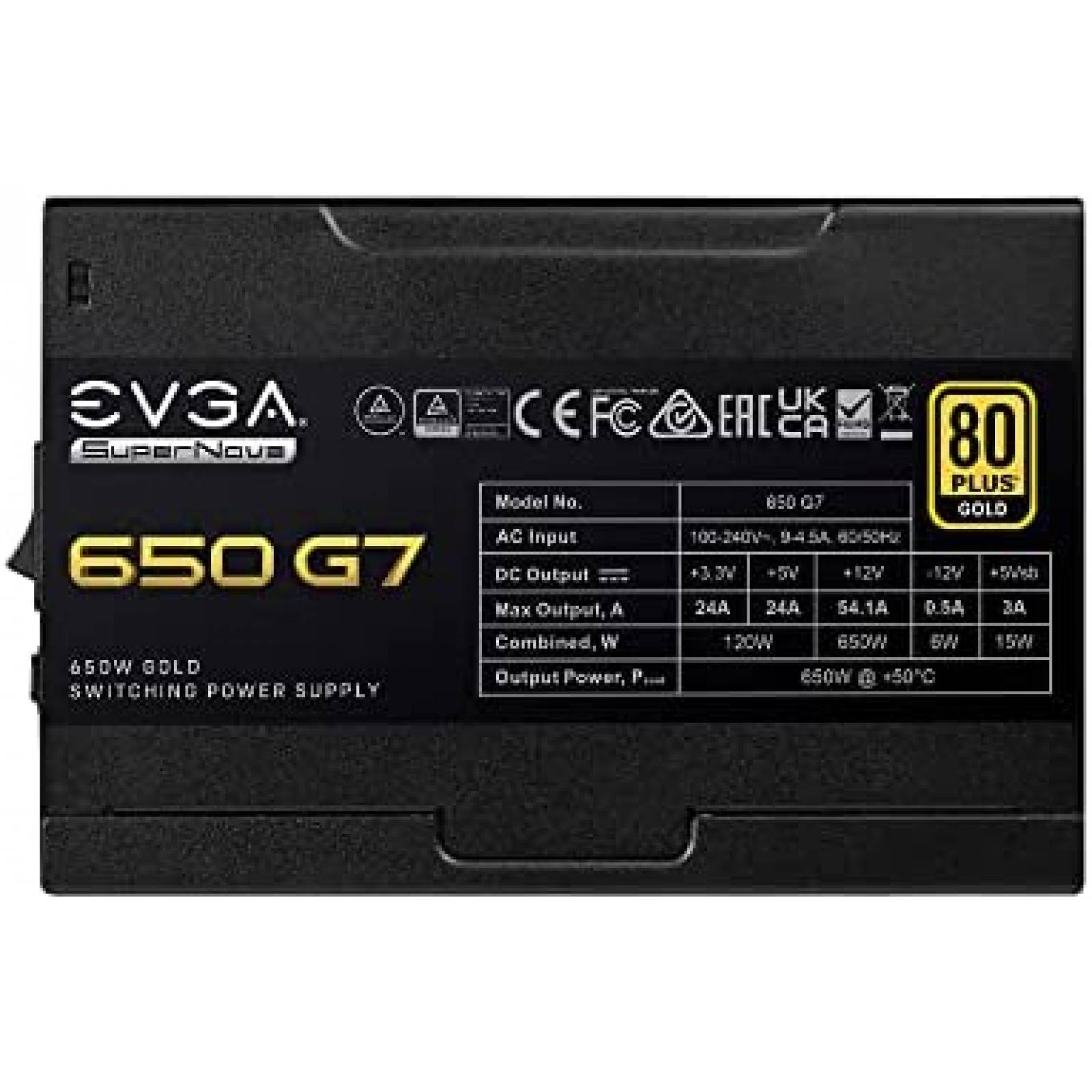 Fuente de Poder EVGA Supernova 650 G7 650W 130mm 80+- Negro