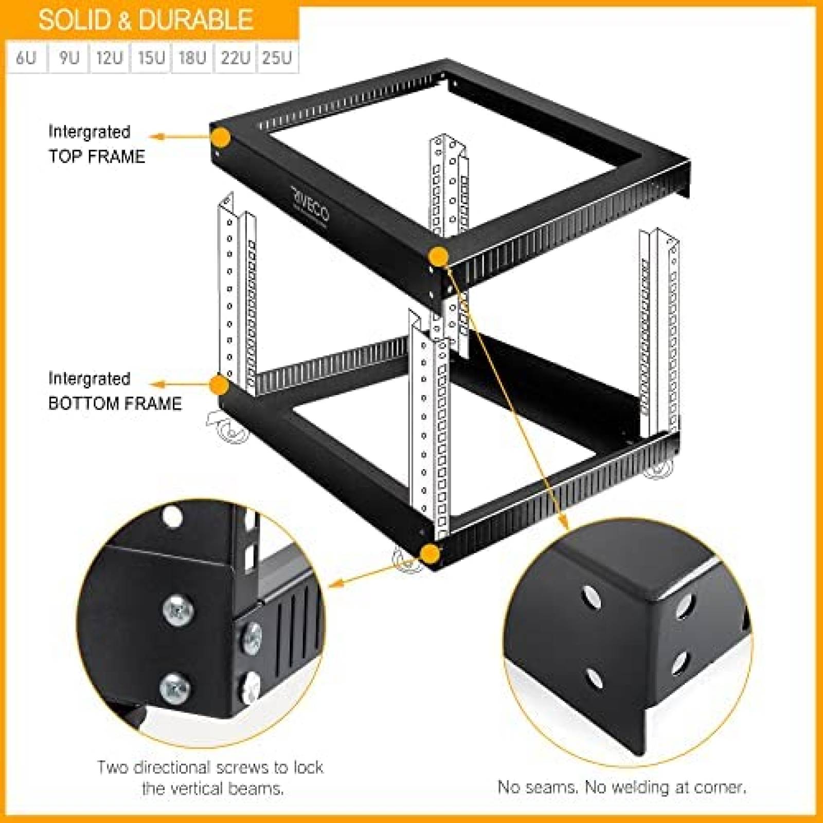 Rack Para Servidores RIVECO 8 Salidas Con Ruedas -Negro