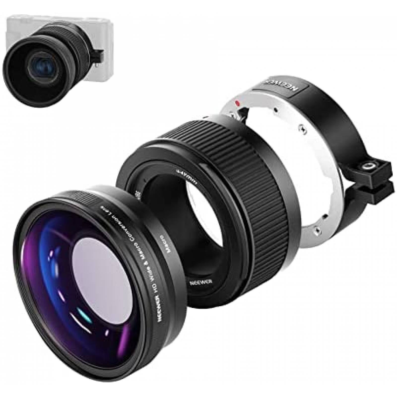 Lente de Camara Neewer Gran angular 18mm para Sony ZV1 Negro