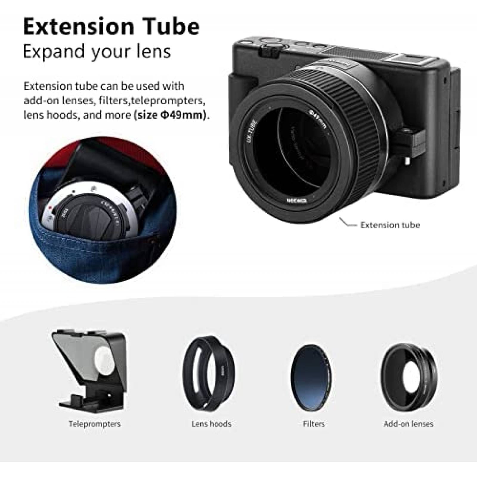 Lente de Camara Neewer Gran angular 18mm para Sony ZV1 Negro