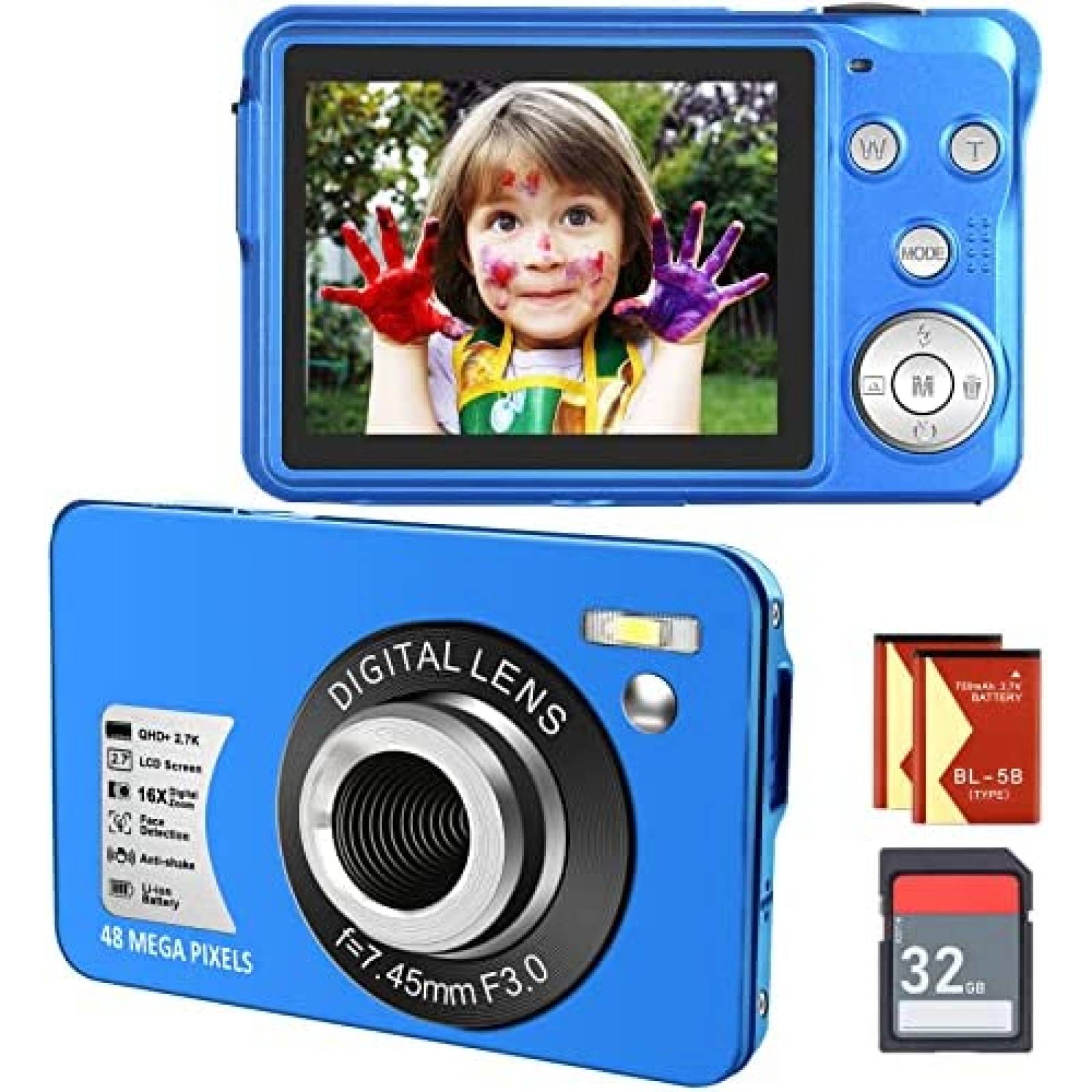 Cámara Compacta Digital Fotos Niños Recargable + Juegos 32g