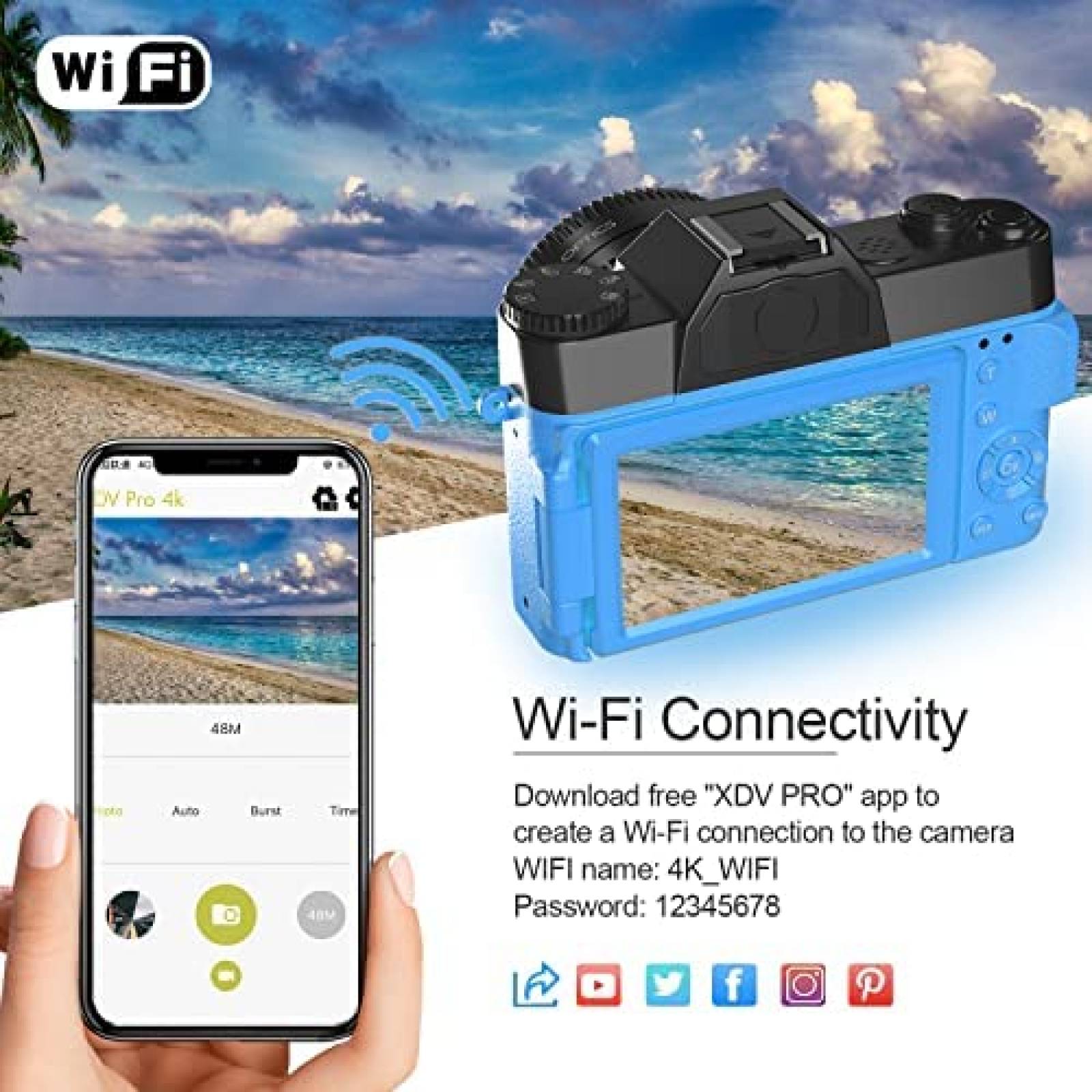 Camara Digital VJIANGER 48MP 4K Zoom Digital 16x 52mm