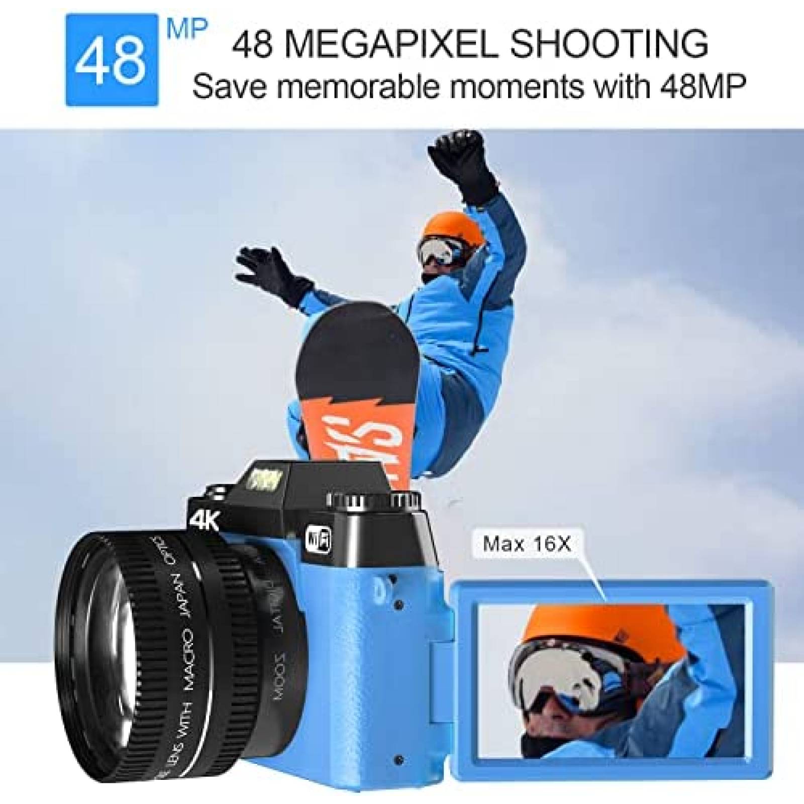 Camara Digital VJIANGER 48MP 4K Zoom Digital 16x 52mm