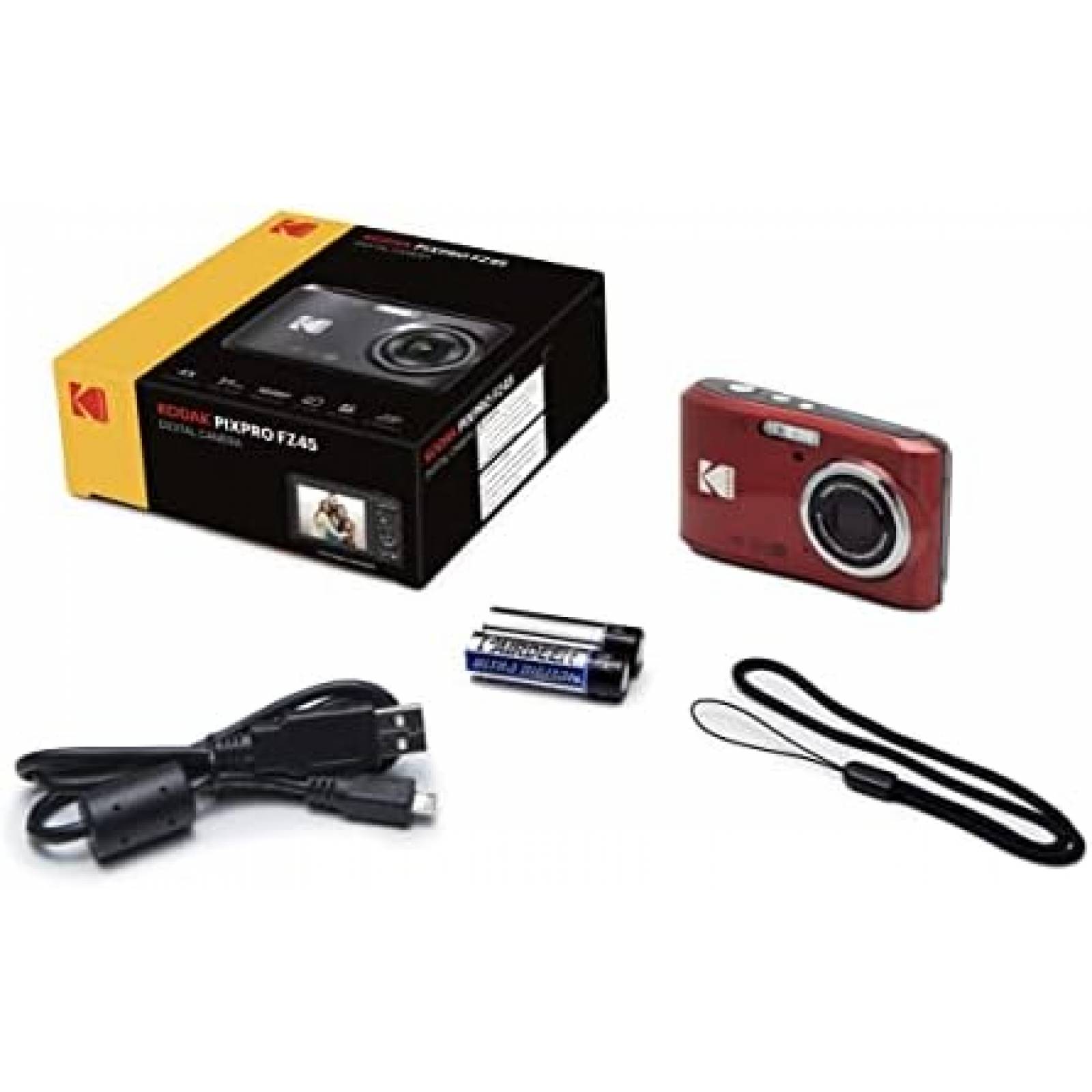 Camara Digital Kodak PIXPRO FZ45 16MP 64GB Accesorios -Rojo